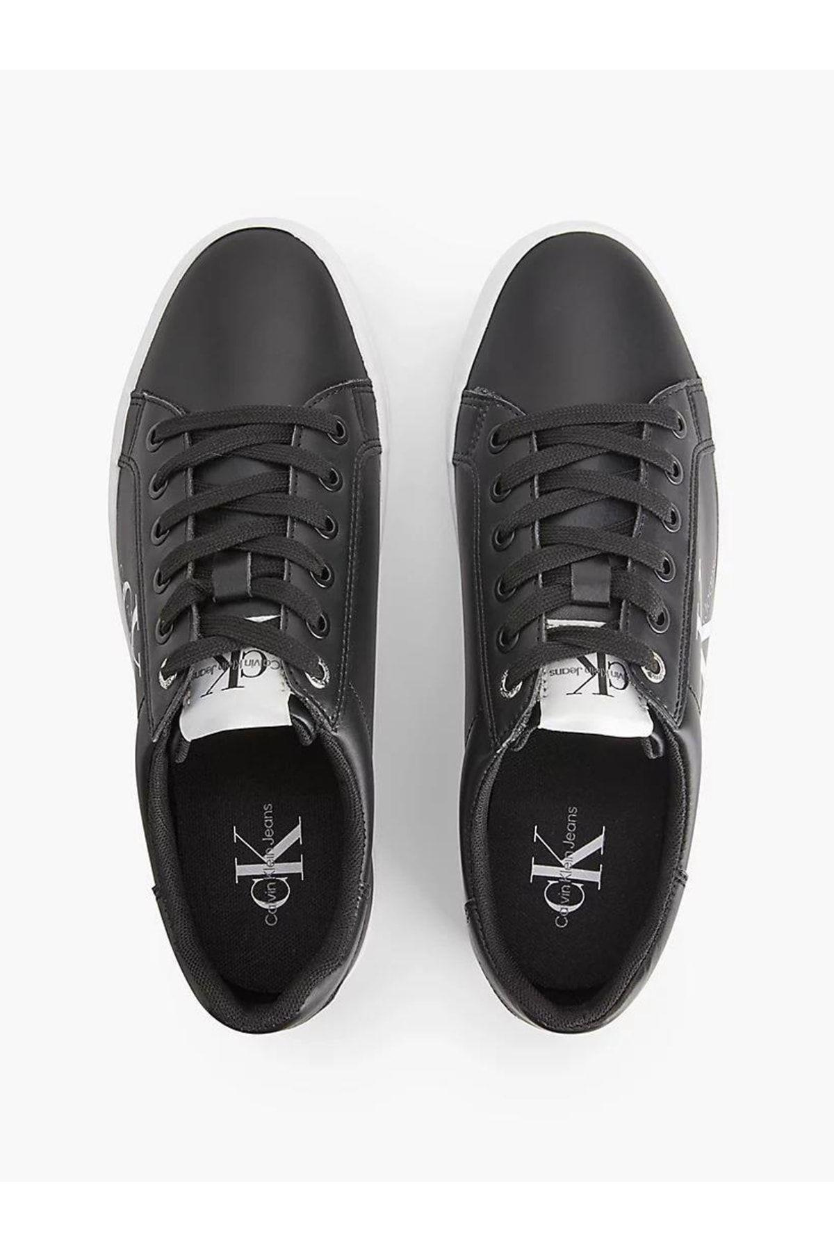 Calvin Klein Calvin Kleın Kadın Düz Taban Logo Baskılı Rahat Spor Stil Siyah Sneaker YW0YW00847-BDS