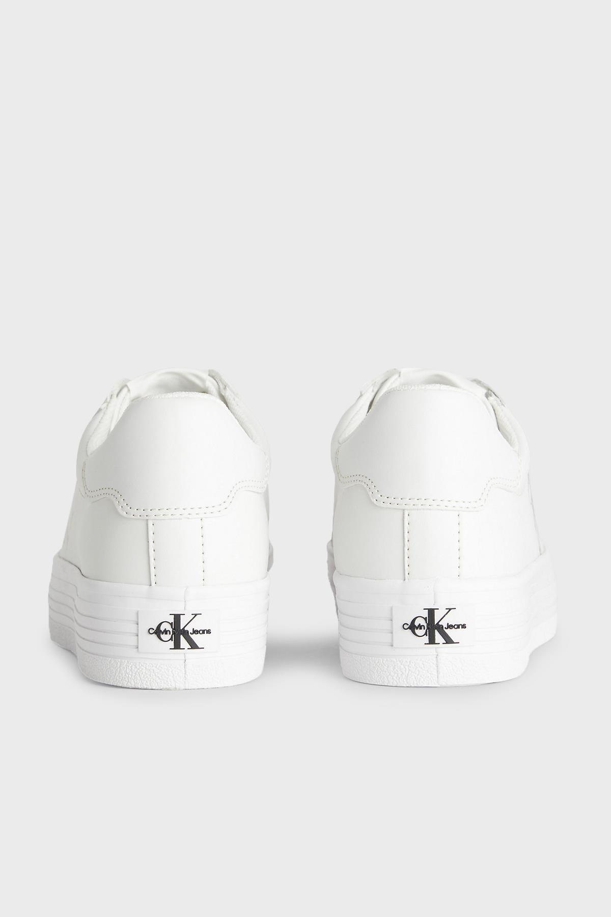 Calvin Klein Calvin Kleın Kadın Düz Taban Logo Baskılı Rahat Spor Stil Beyaz Sneaker YW0YW00847-YAF