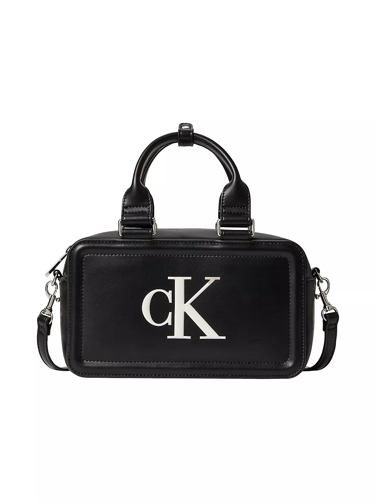Calvin Klein Calvin Klein Kadın Fermuar Kapama Deri CK Desen İç Bölme Siyah Omuz Çantası LV04F3411G-3L2
