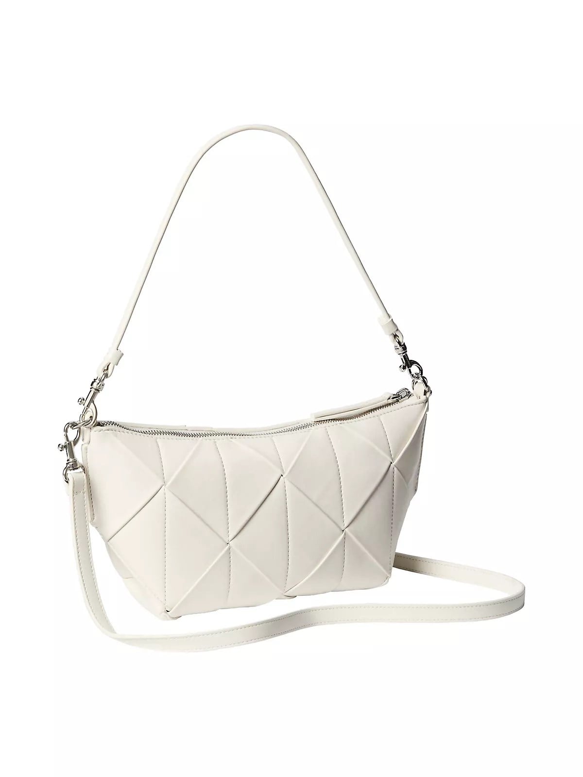 Calvin Klein Calvin Klein Kadın Fermuar Kapama Deri CK Desen İç Bölme Beyaz Omuz Çantası LV04F3546G-4LX