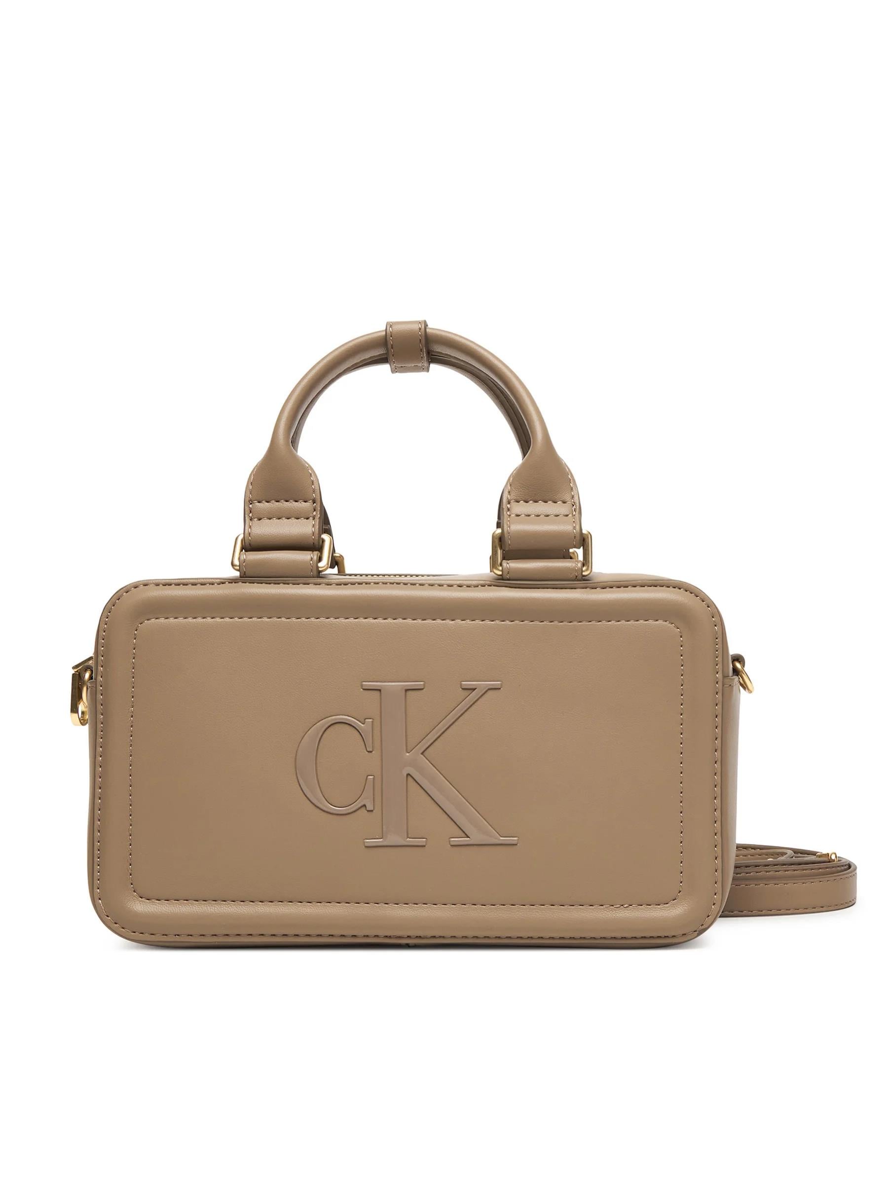 Calvin Klein Calvin Klein Kadın Fermuar Kapama Deri CK Desen İç Bölme Kahverengi Omuz Çantası LV04F3411G-VFU