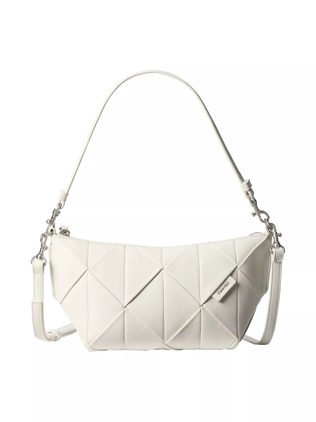 Calvin Klein Calvin Klein Kadın Fermuar Kapama Deri CK Desen İç Bölme Beyaz Omuz Çantası LV04F3546G-4LX