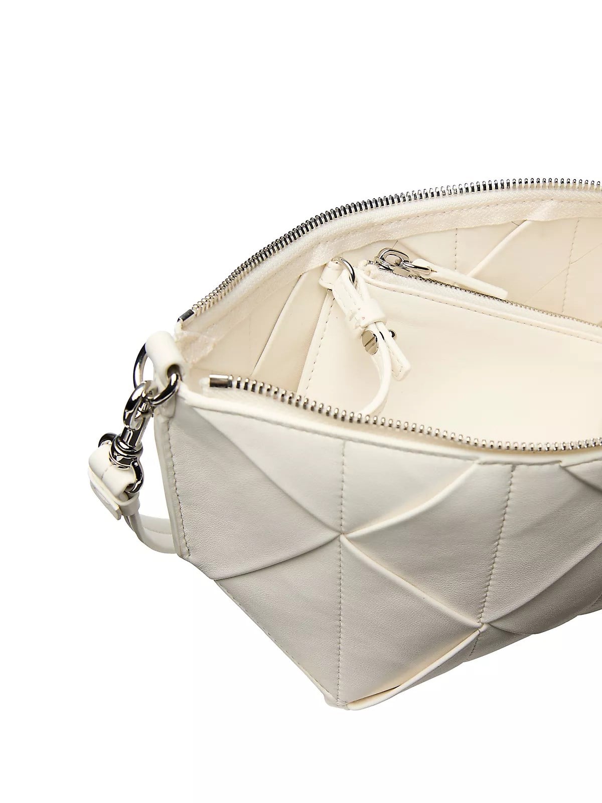 Calvin Klein Calvin Klein Kadın Fermuar Kapama Deri CK Desen İç Bölme Beyaz Omuz Çantası LV04F3546G-4LX