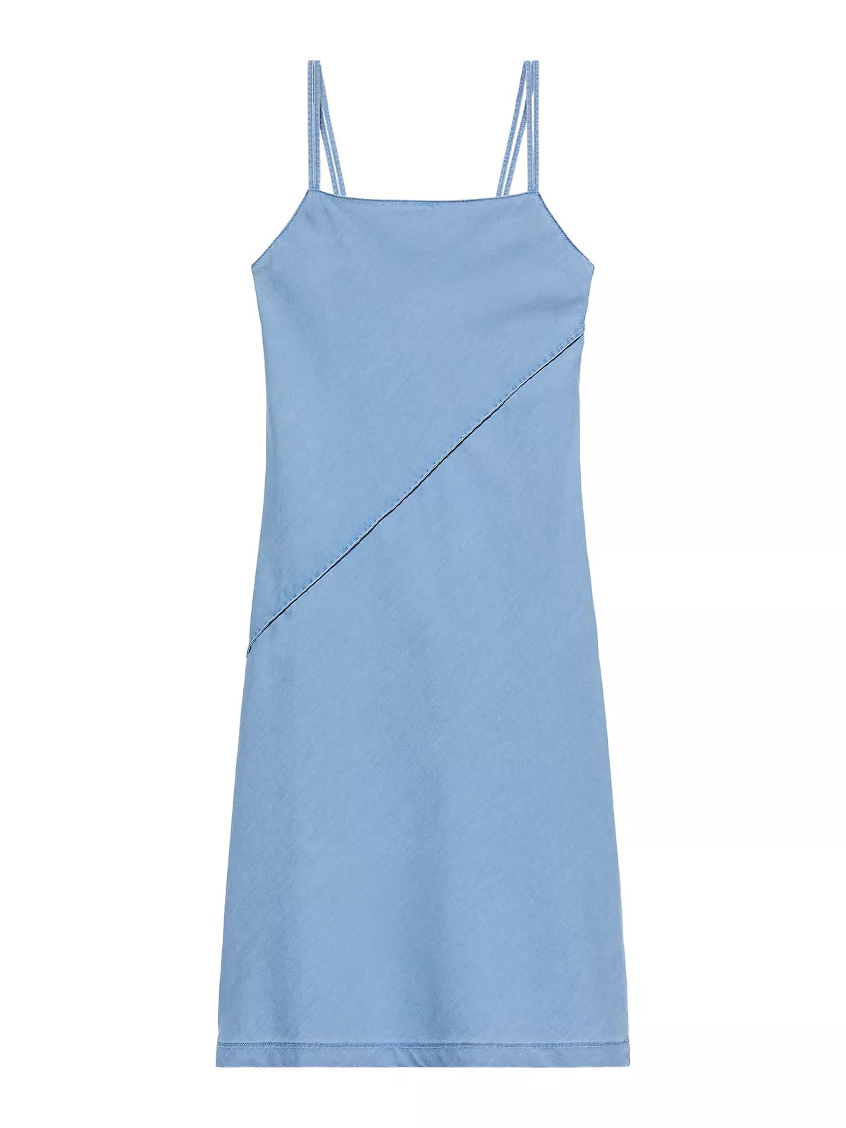 Calvin Klein Calvin Klein Kadın İnce Askı Denim Düz Kumaş Uzun Boy Regular Fit Mavi Elbise LV047F748G-WWJ