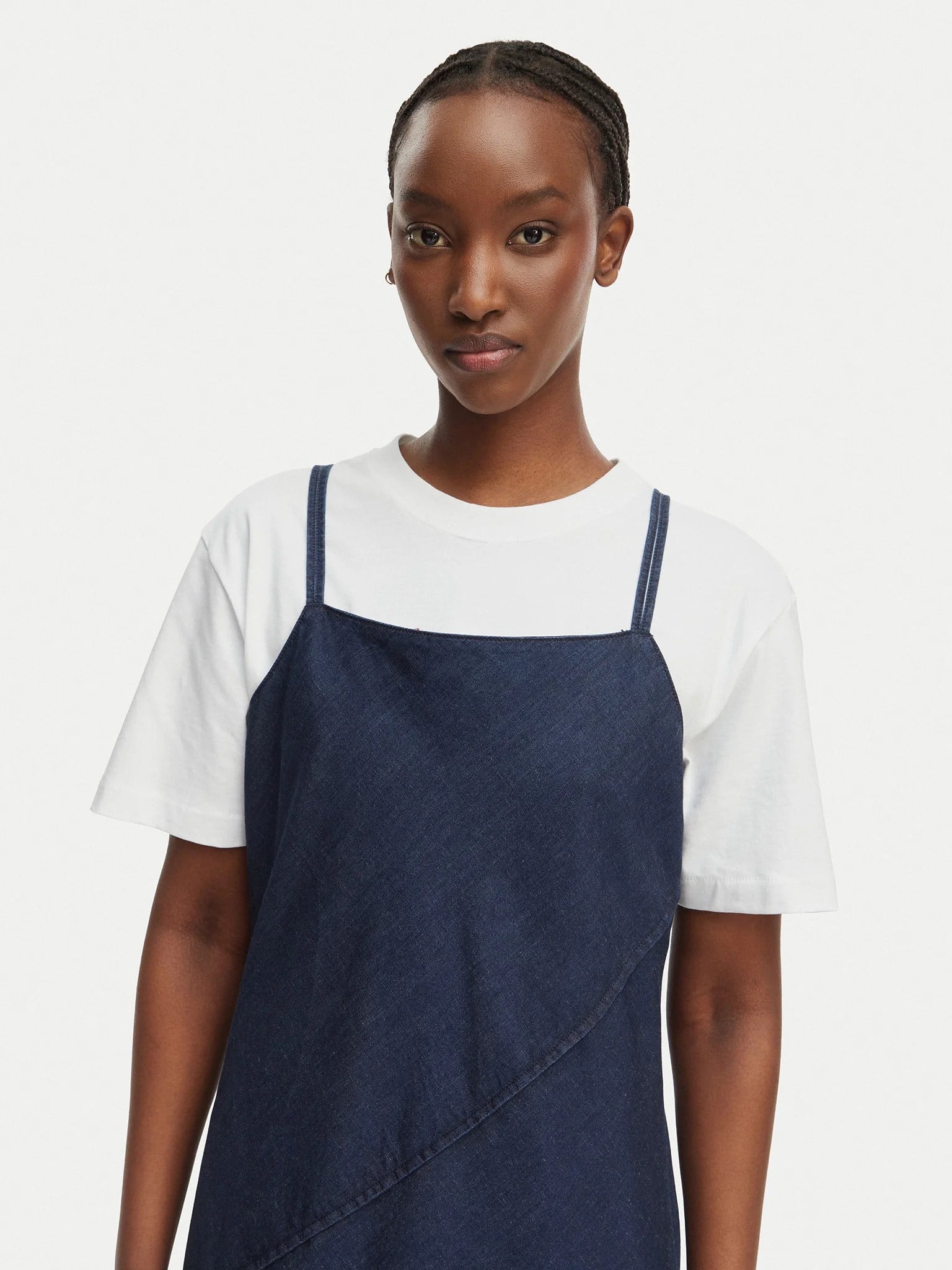 Calvin Klein Calvin Klein Kadın İnce Askı Denim Düz Kumaş Uzun Boy Regular Fit Lacivert Elbise LV047F747G-0JP