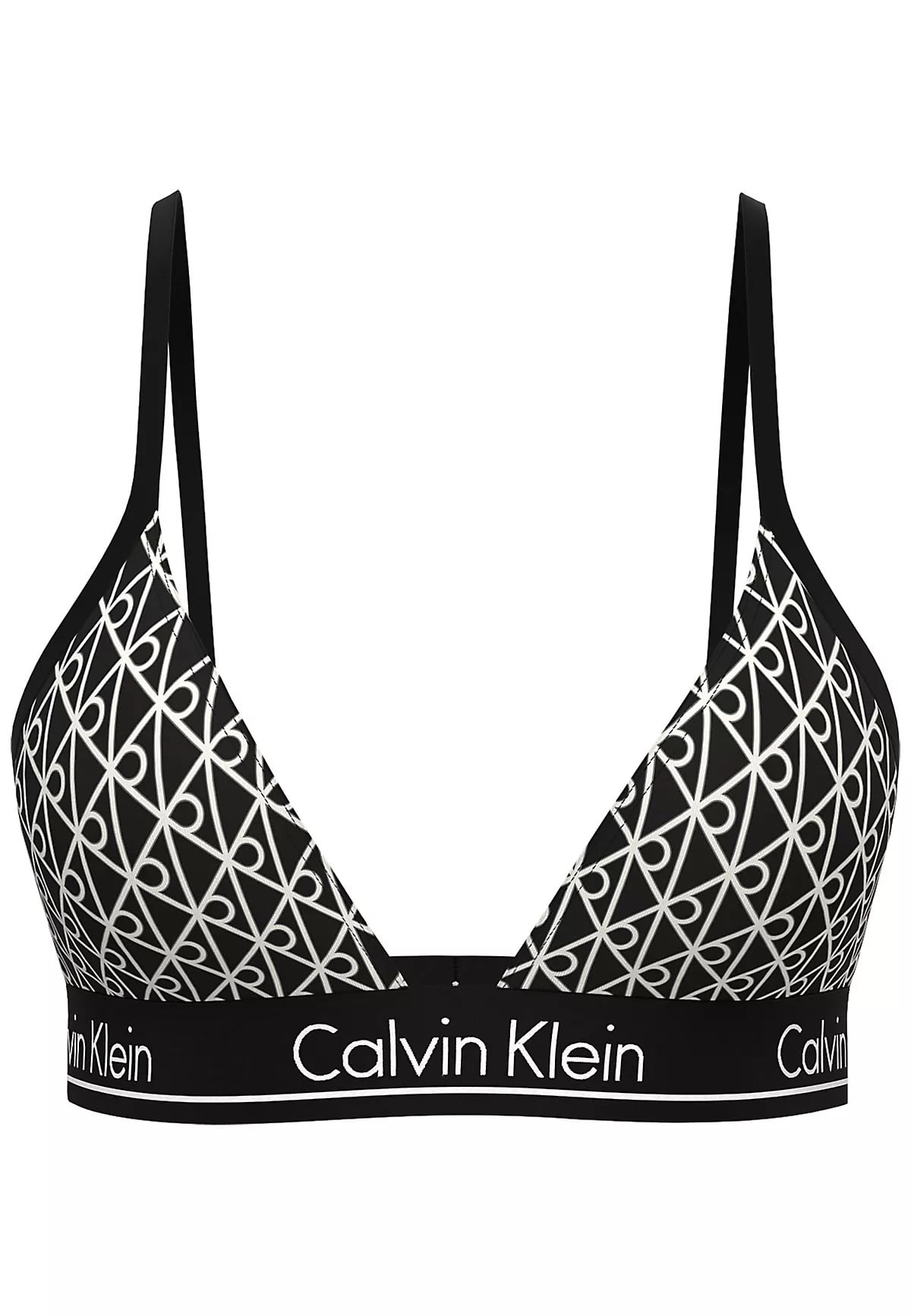 Calvin Klein Calvin Klein Kadın İp Askılı Üçgen Gögüs Altı Calvin Yazı Desenli Süngerli Siyah Bikini Üstü LV00Q61208-32N