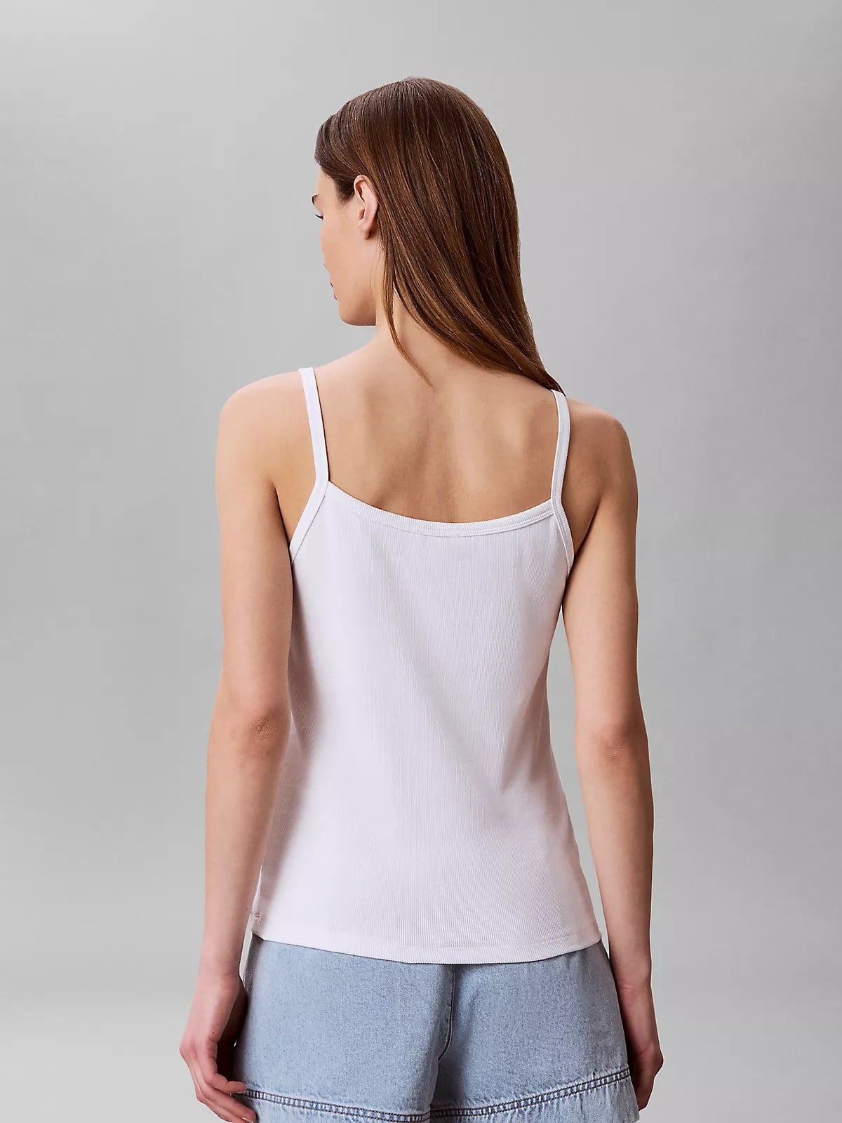 Calvin Klein Calvin Klein Kadın İp Askılı Kare Yaka CK Logo İşlemeli Beyaz Atlet LV047G208G-YAF