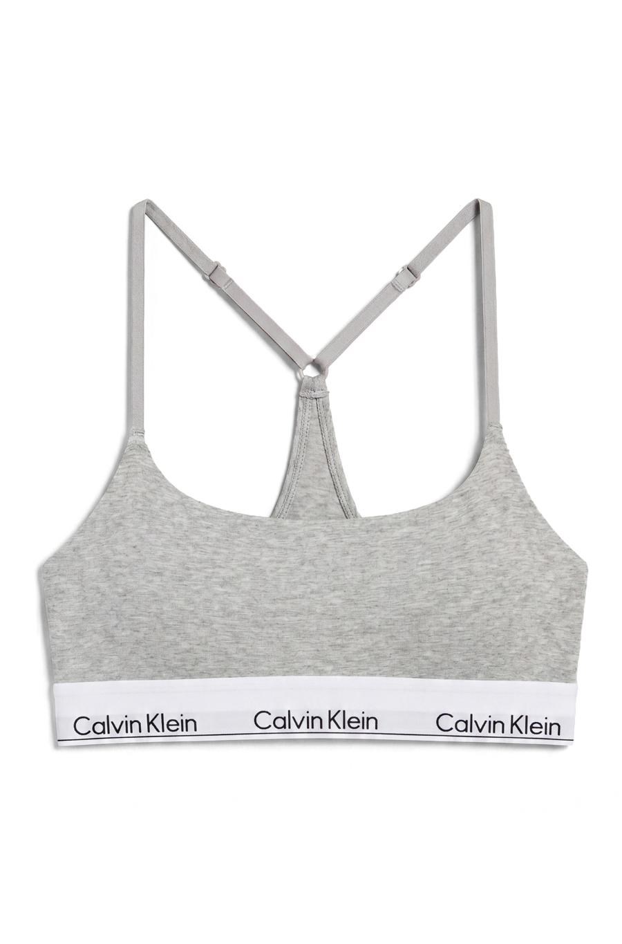 Calvin Klein Calvin Klein Kadın İp Askılı Kare Yaka CK Logo İşlemeli Gri Bralet LV00QF8995-P7A