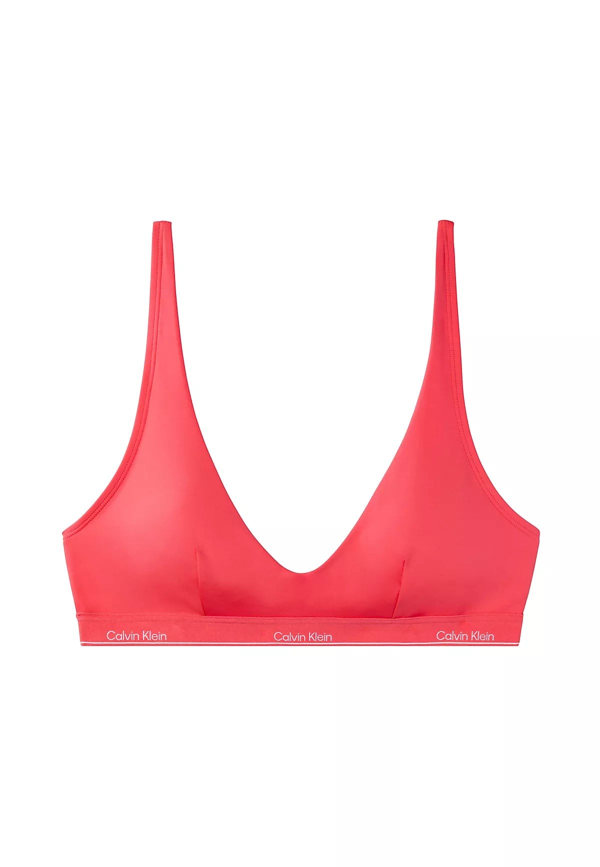 Calvin Klein Calvin Klein Kadın Kalın Askı CK Yazı Desenler Slim fit Süngerli Pembe Bikini Üstü LV00Q61207-XKP