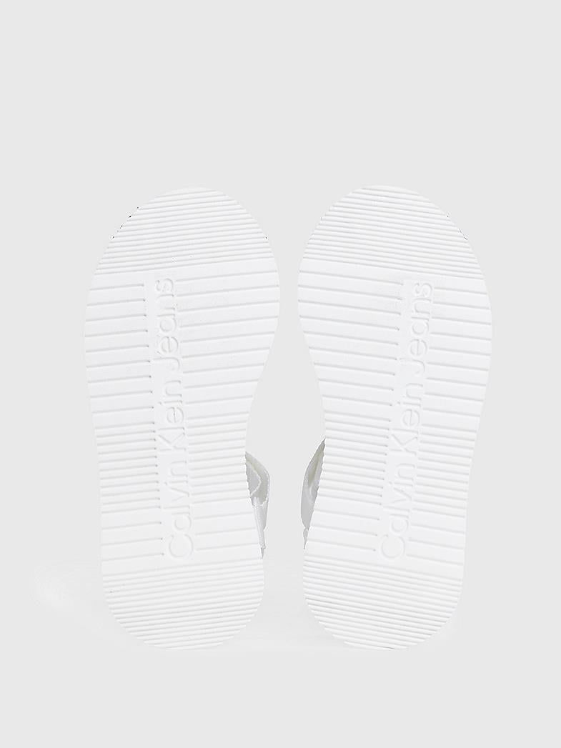 Calvin Klein Calvin Kleın Kadın Kalın Topuklu Cırt Cırtlı Yazlık Logolu Beyaz Sandalet YW0YW01353-YBR