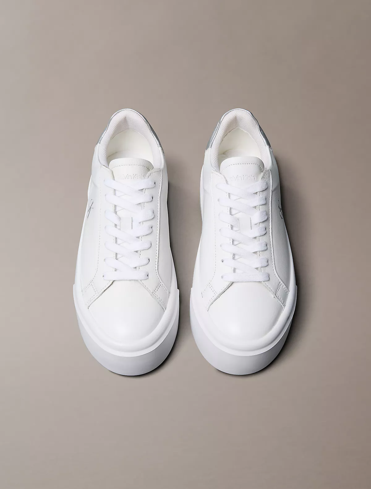 Calvin Klein Calvin Klein Kadın Kalın Topuk Deri Bağcıklı Rahat Taban Beyaz Sneaker YW0YW01929-0LC