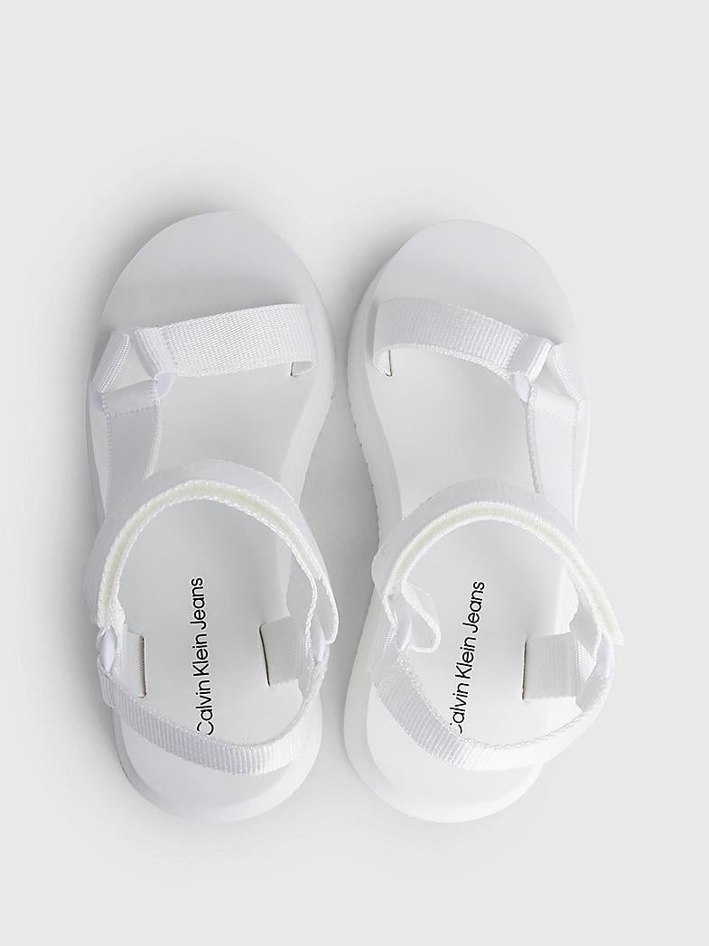 Calvin Klein Calvin Kleın Kadın Kalın Topuklu Cırt Cırtlı Yazlık Logolu Beyaz Sandalet YW0YW01353-YBR