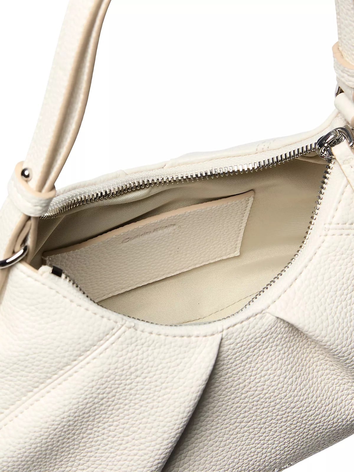 Calvin Klein Calvin Klein Kadın Kalın Kısa Kulp Deri Fermuar Kapama Beyaz Omuz Çantası LV04F3554G-4LX