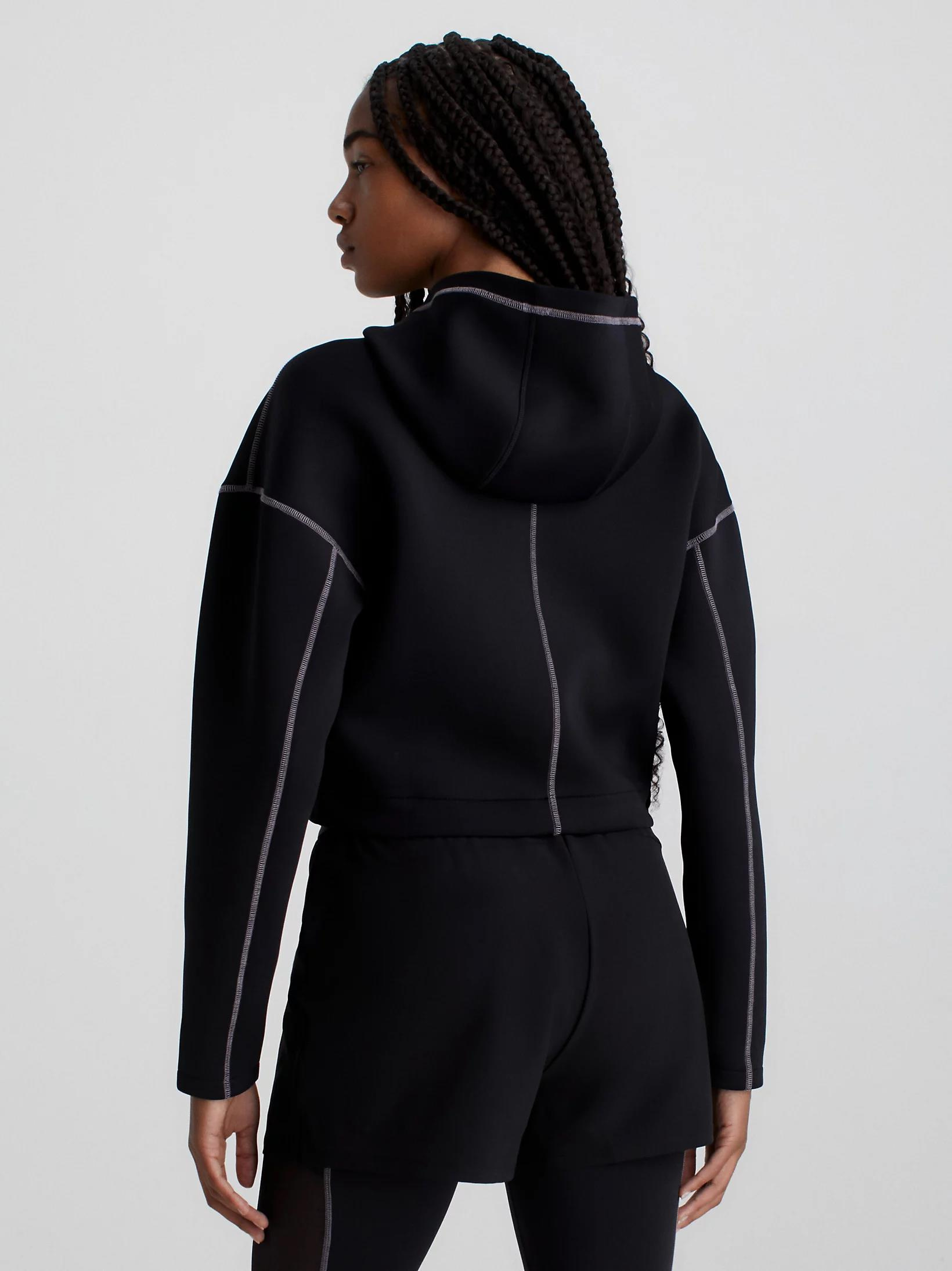 Calvin Klein Calvin Kleın Kadın Kapüşonlu Fermuar Kapamalı Uzun Kollu Siyah Sweatshirt 00GWF3W325-BAE