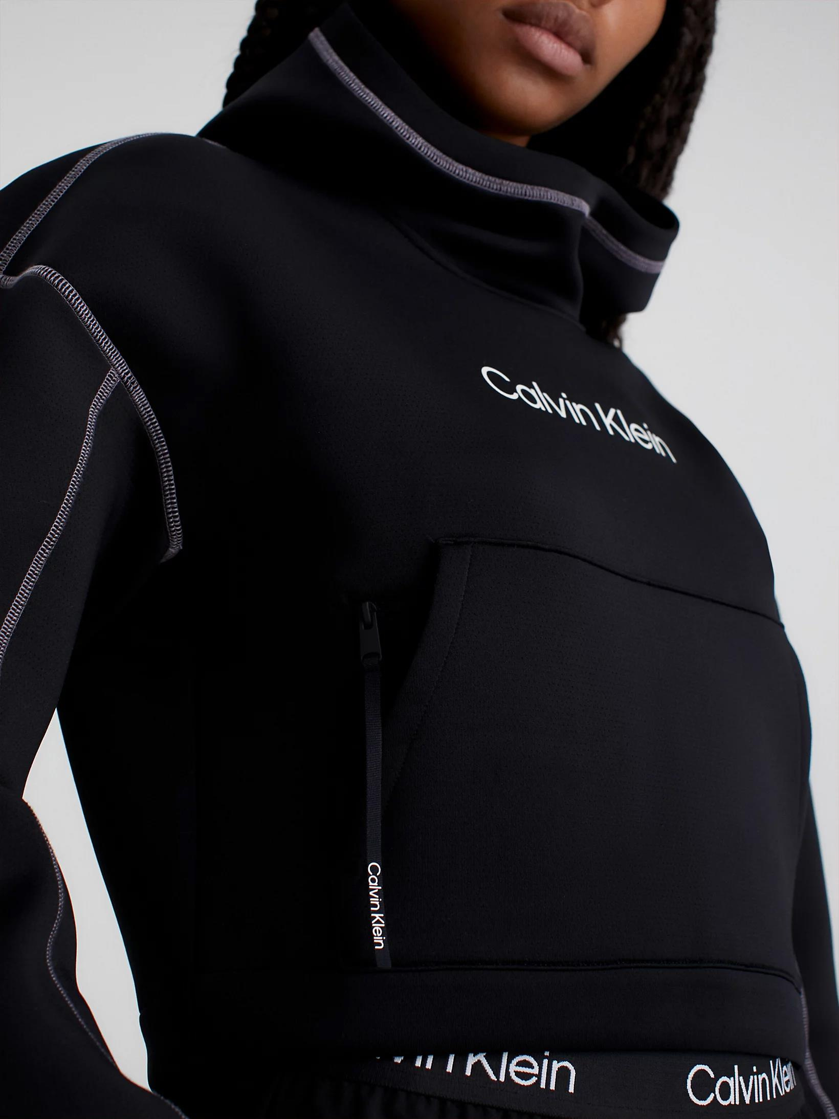 Calvin Klein Calvin Kleın Kadın Kapüşonlu Fermuar Kapamalı Uzun Kollu Siyah Sweatshirt 00GWF3W325-BAE
