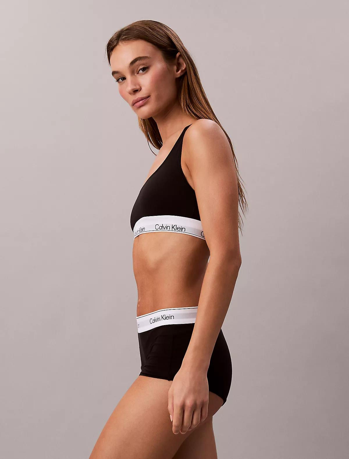 Calvin Klein Calvin Klein Kadın Kare Yaka Lastikli Dar Calvin Yazı Desenli Siyah1 Büstiyer LV00QF8493-UB1