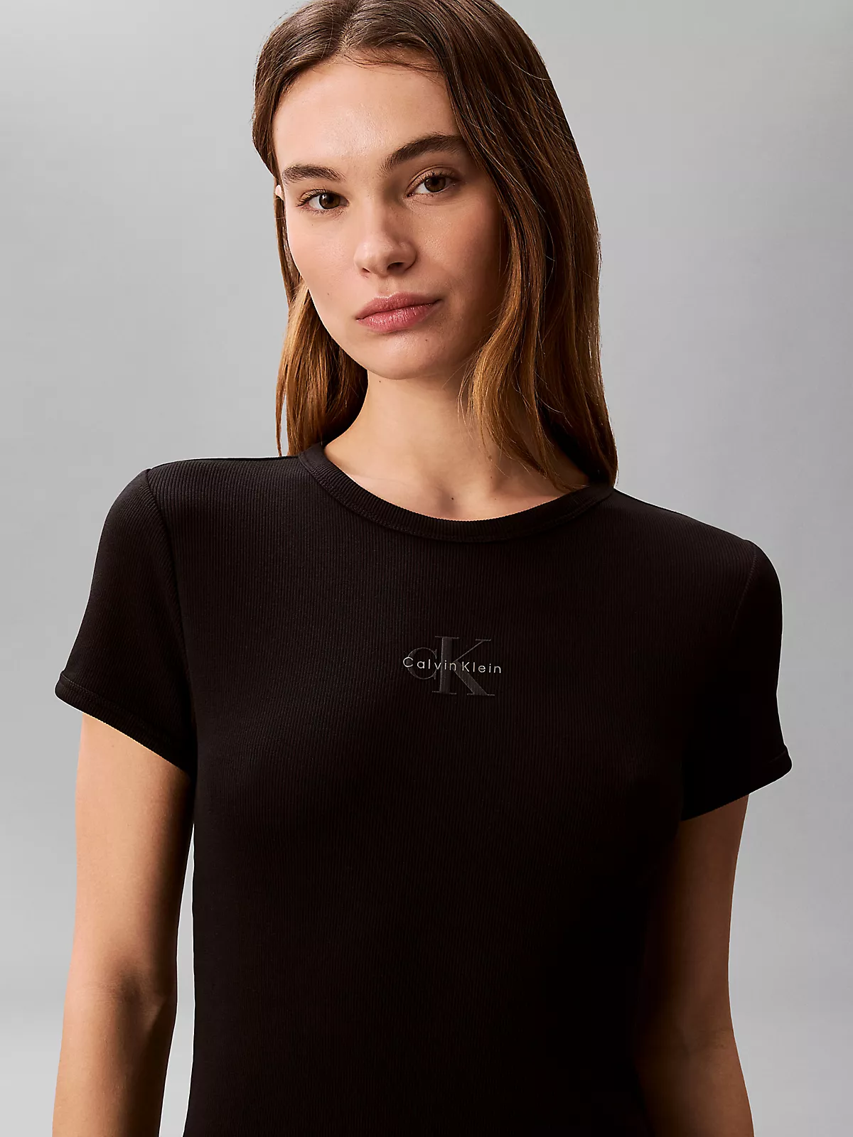 Calvin Klein Calvin Klein Kadın Kısa Kol Düz Bisiklet Yaka Midi Boy Siyah Elbise LV047F241G-UB1