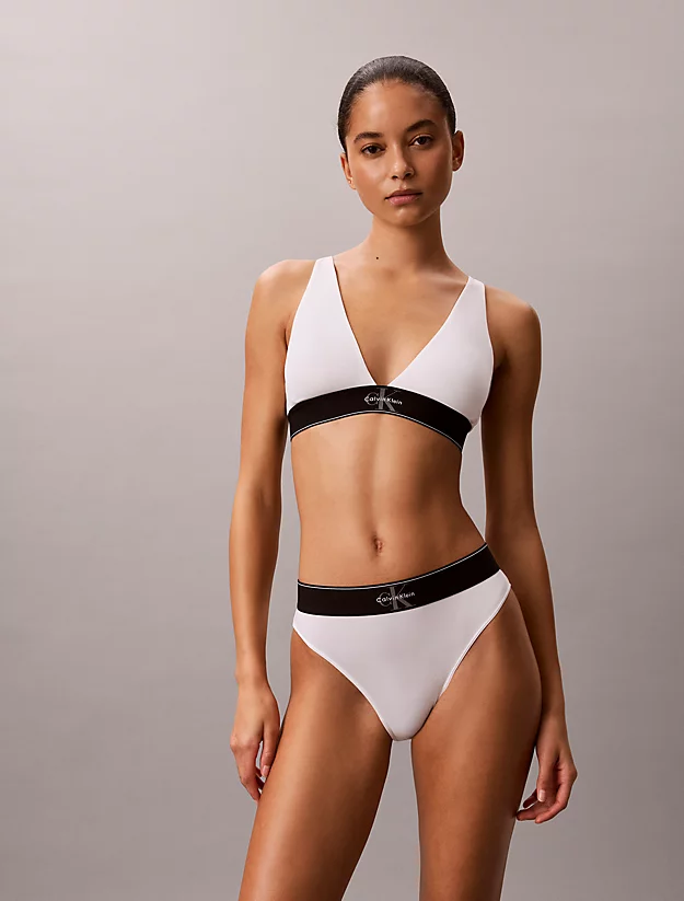 Calvin Klein Calvin Klein Kadın Logo Baskılı Elastik Bantlı Ayarlanabilir Askılı Beyaz Sütyen LV00QF8703-100