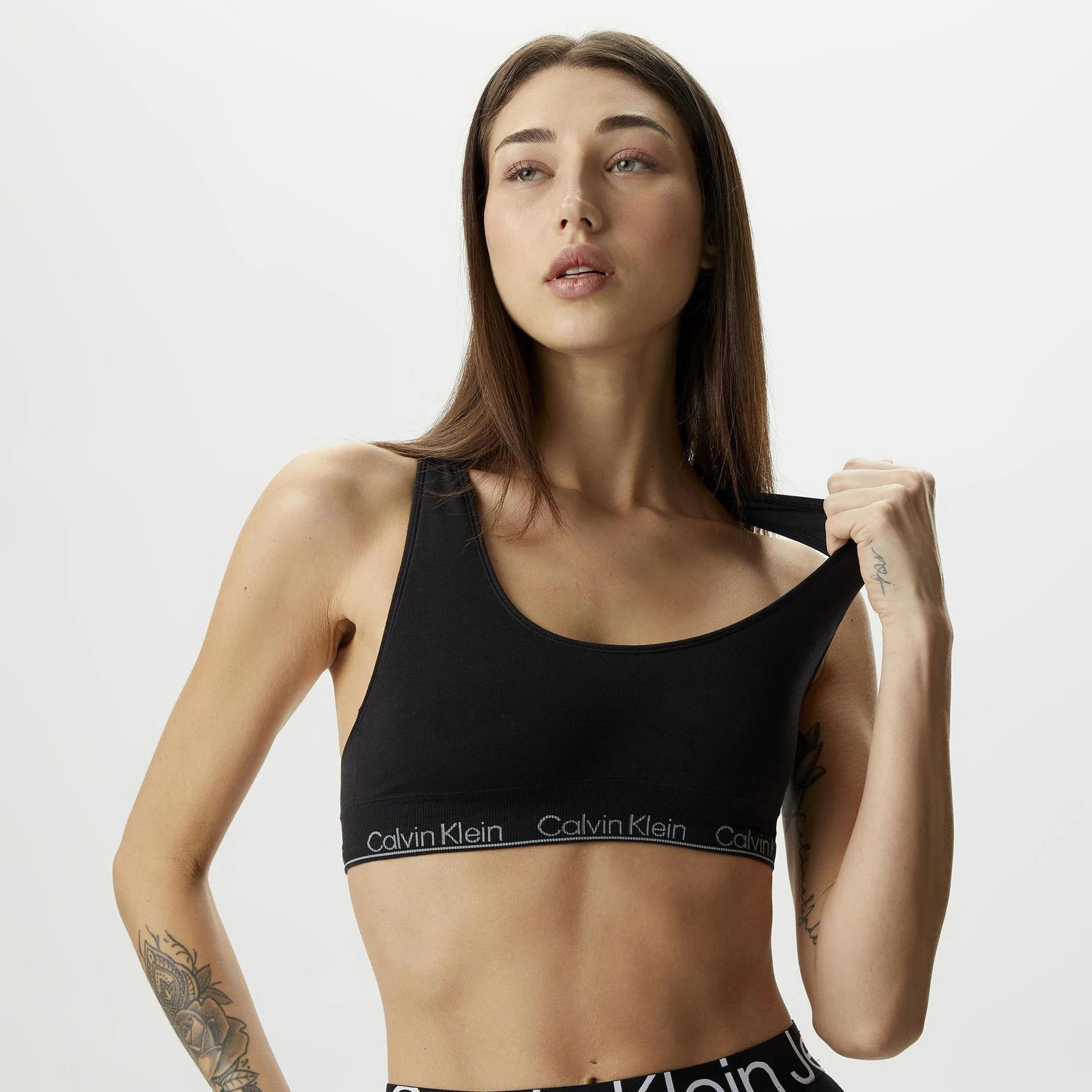 Calvin Klein Calvin Kleın Kadın Logo Detaylı Kalın Askılı Elastik Bantlı Siyah Büstiyer 000QF7317E-UB1