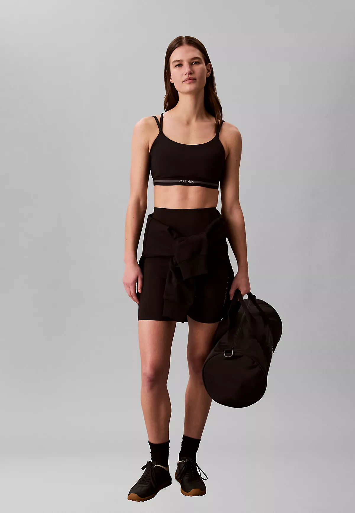 Calvin Klein Calvin Klein Kadın Logo Detaylı Elastik Bel Bantlı İnce İp Askılı Siyah Sporcu Sütyeni LVGWS6K345-UB1