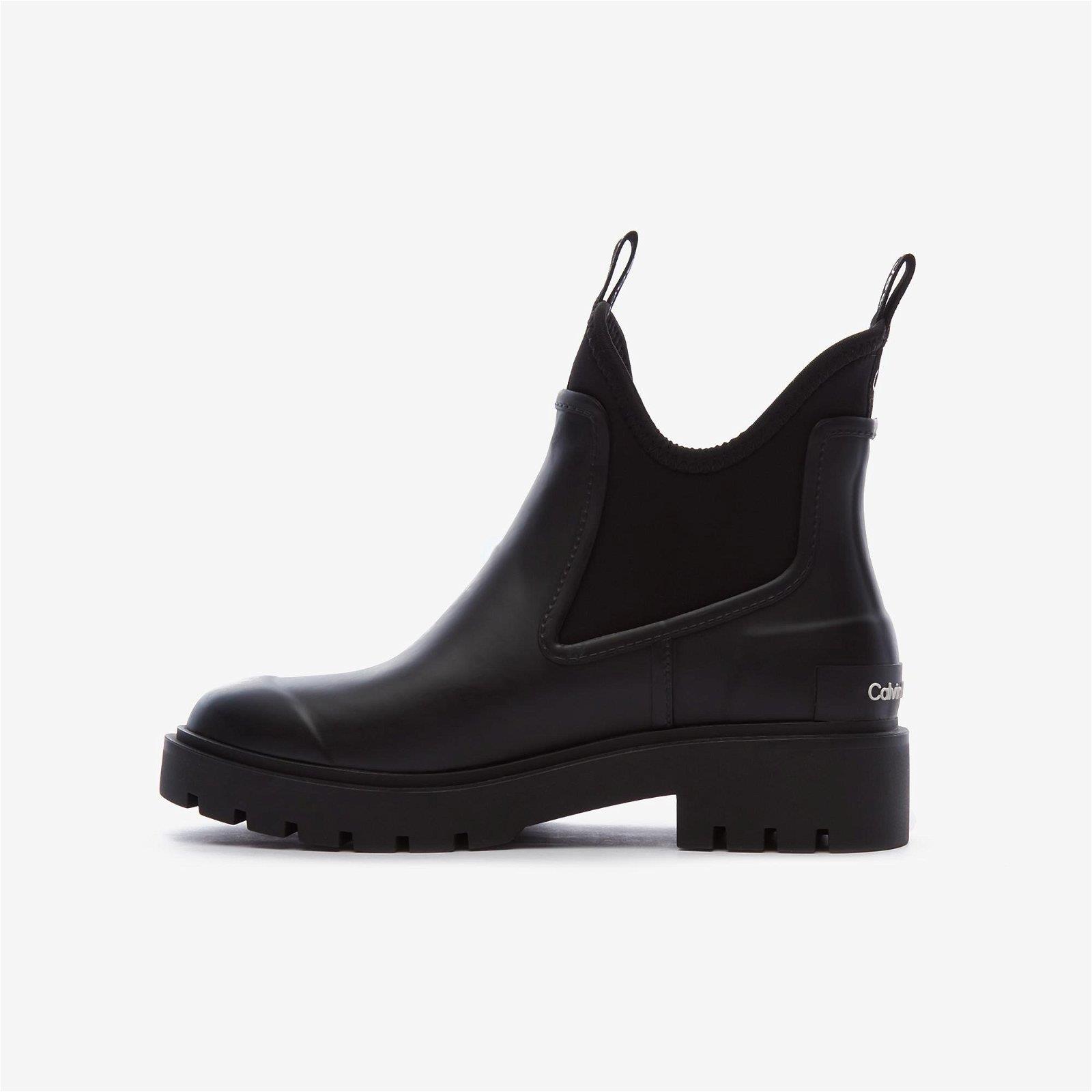Calvin Klein Calvin Kleın Kadın Logolu Deri Kalın Taban Lastikli Siyah Bot & Bootie YW0YW01034-BDS