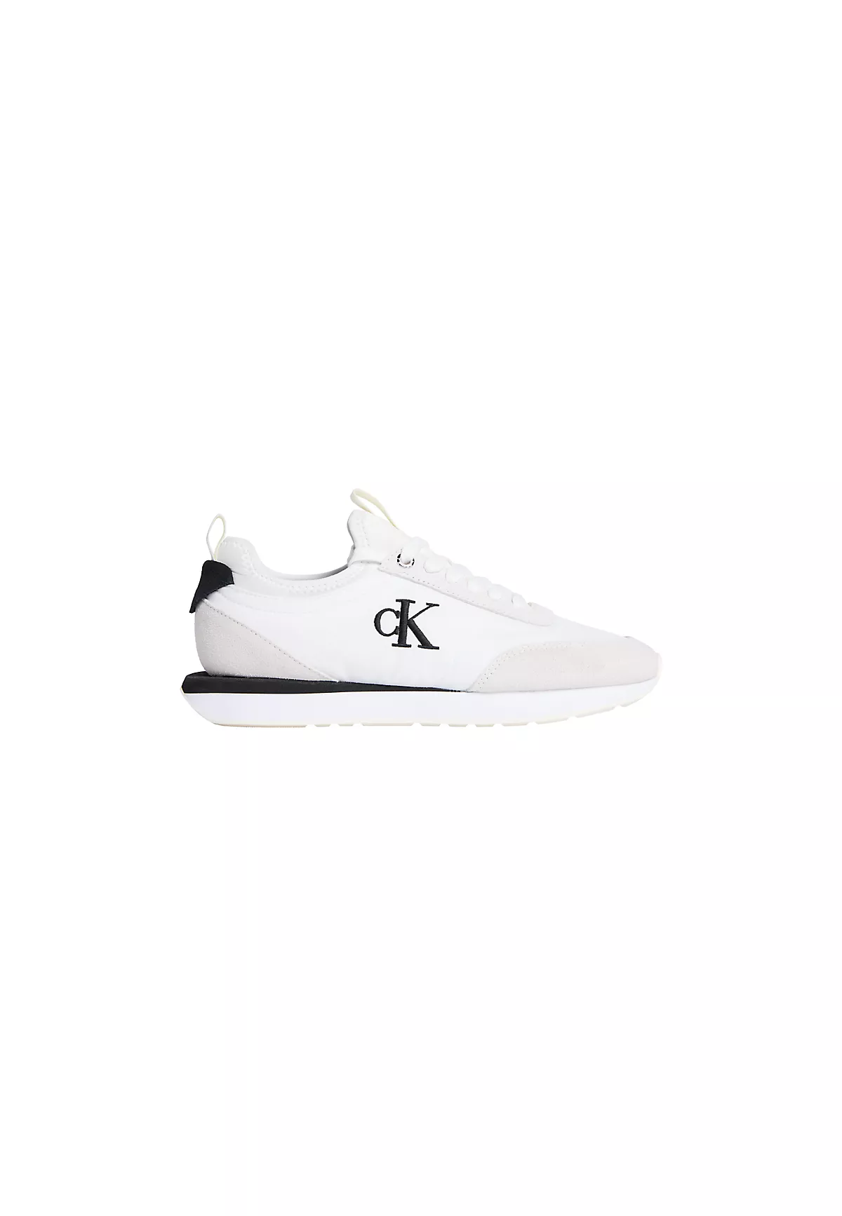 Calvin Klein Calvin Klein Kadın Logolu Süet Detaylı CK Desenli Bağlamalı Rahat Taban Beyaz Sneaker YW0YW02060-05V