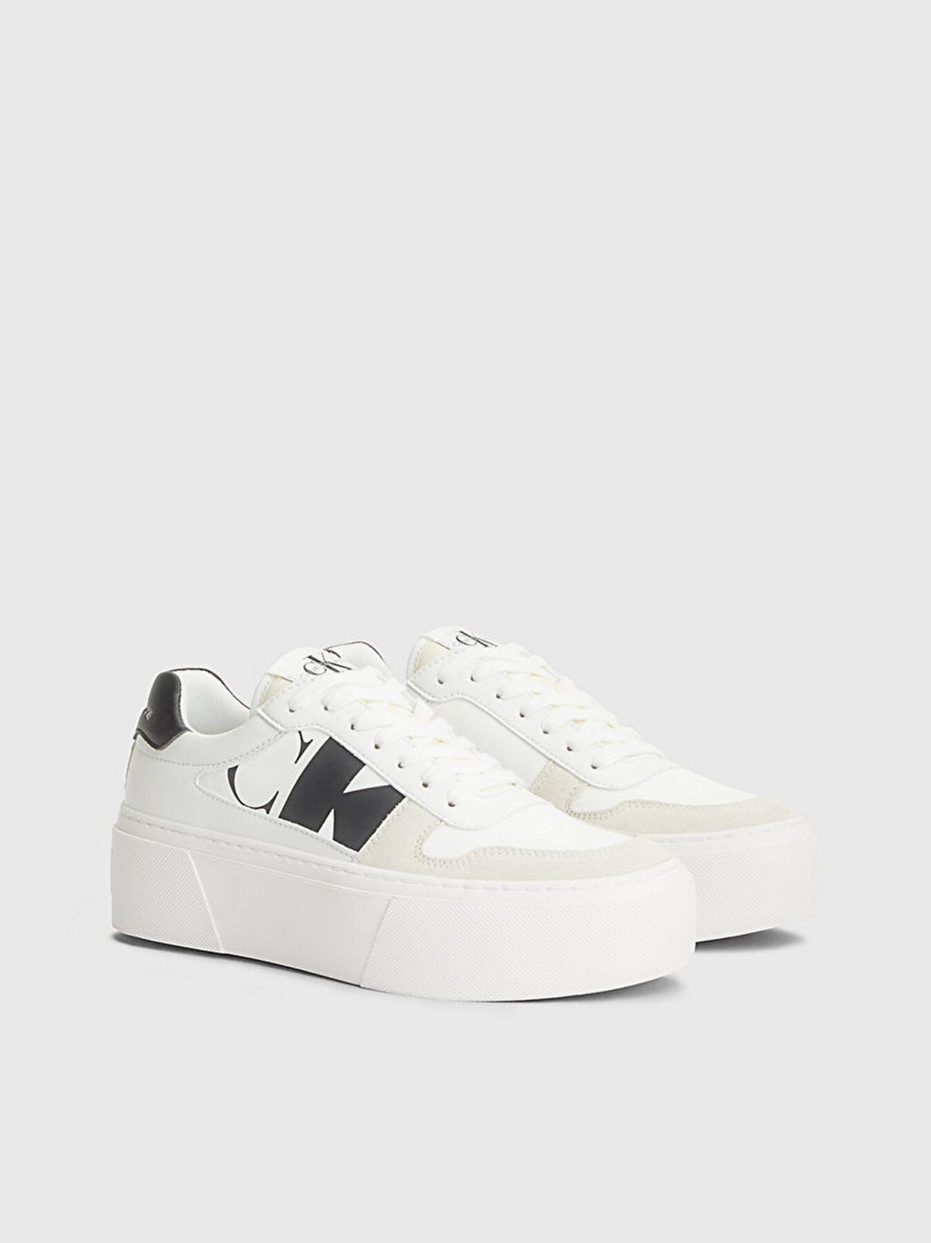 Calvin Klein Calvin Kleın Kadın Logolu Bağcıklı Günlük Kullanım Beyaz Sneaker YW0YW01227-YBR