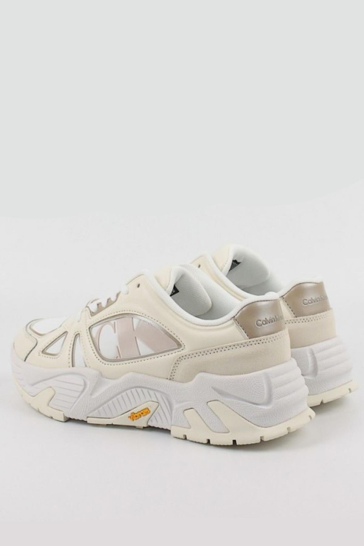 Calvin Klein Calvin Klein Kadın Logolu Bağcıklı Günlük Kullanım Beyaz1 Sneaker YW0YW01483-0LC