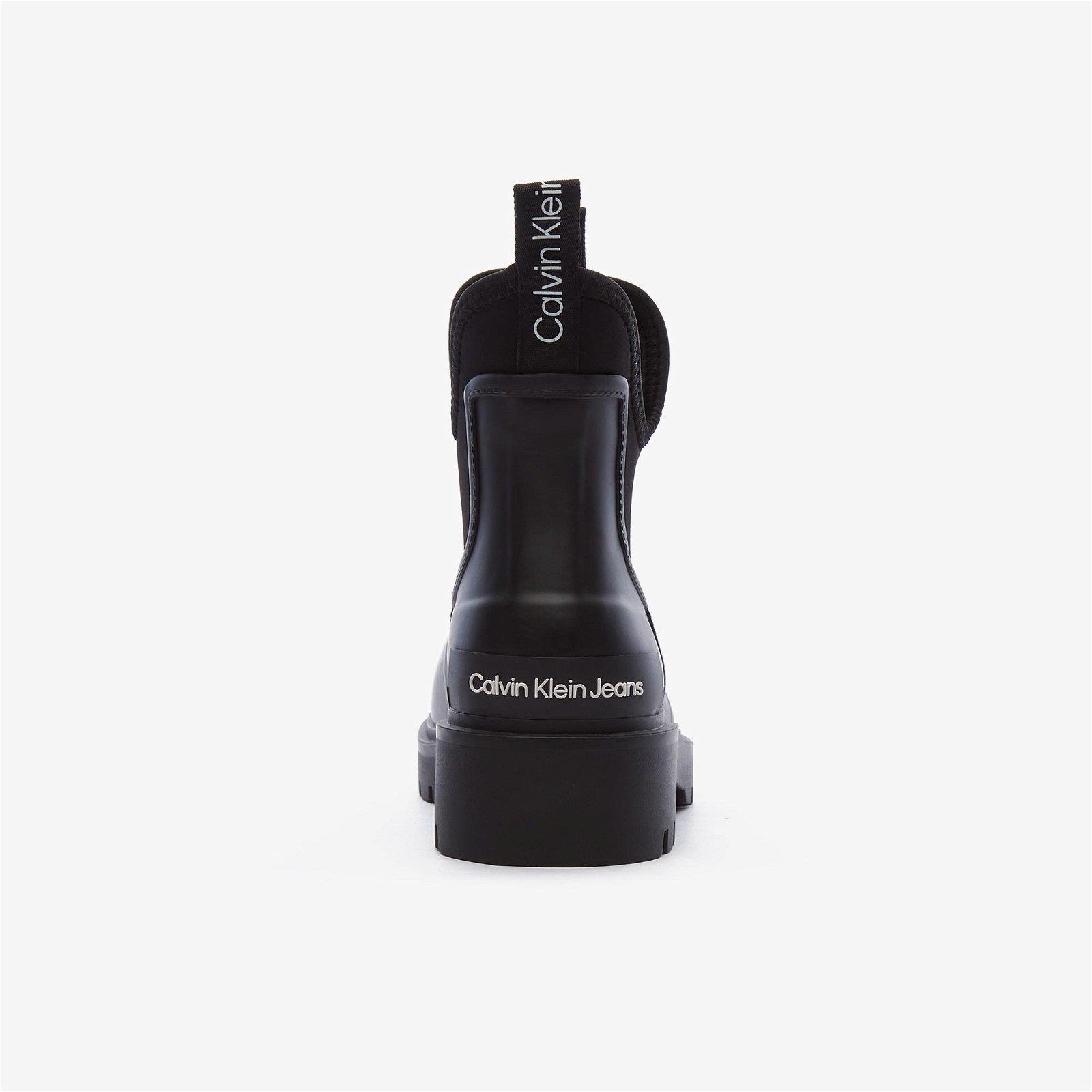 Calvin Klein Calvin Kleın Kadın Logolu Deri Kalın Taban Lastikli Siyah Bot & Bootie YW0YW01034-BDS