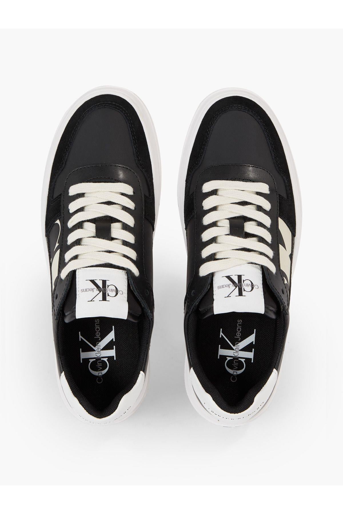 Calvin Klein Calvin Kleın Kadın Logolu Bağcıklı Günlük Kullanım Siyah-Beyaz Sneaker YW0YW01227-01D