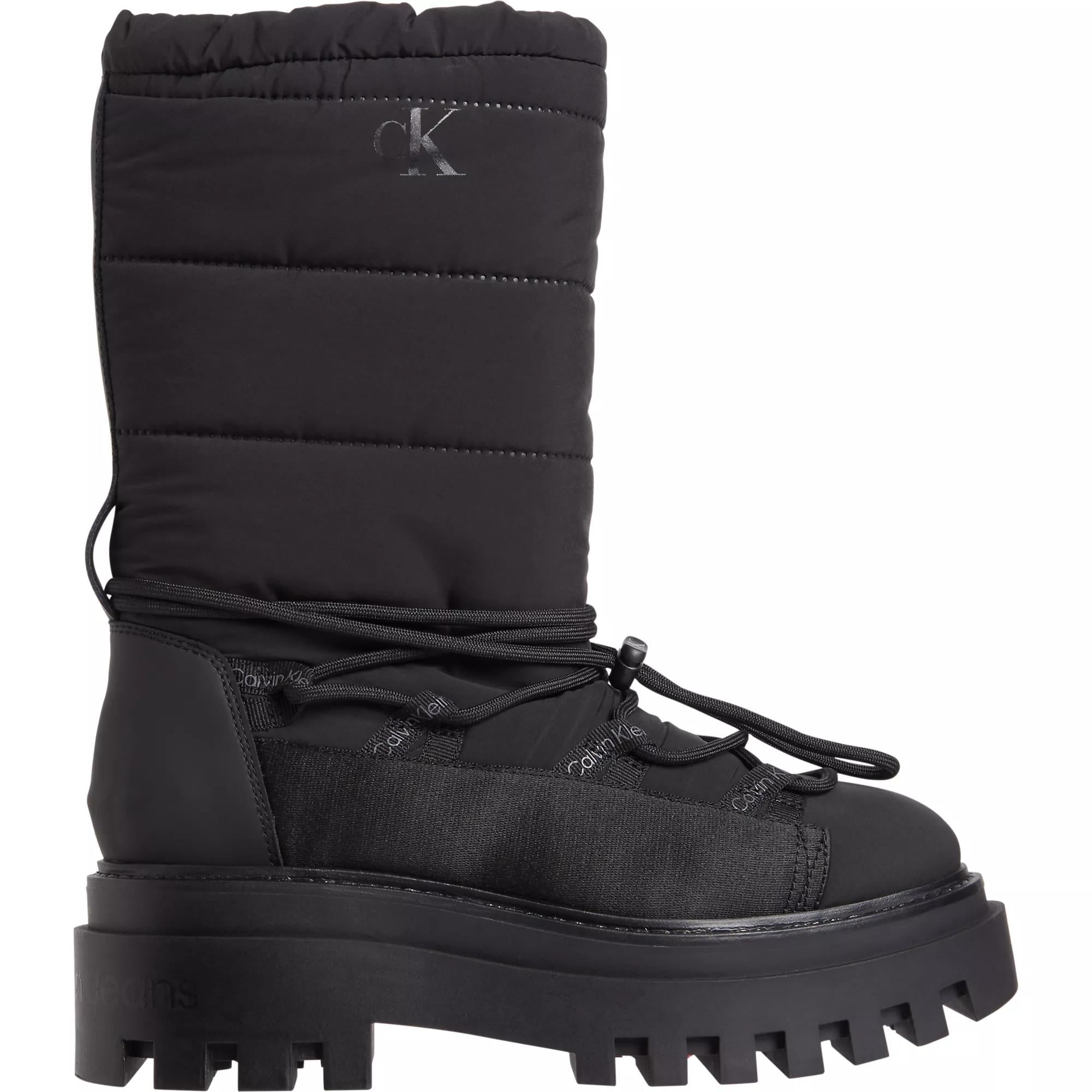 Calvin Klein Calvin Kleın Kadın Logolu Uzun Boy Bağcıklı Su Geçirmez Kışlık Siyah Bot & Bootie YW0YW01146-0GT