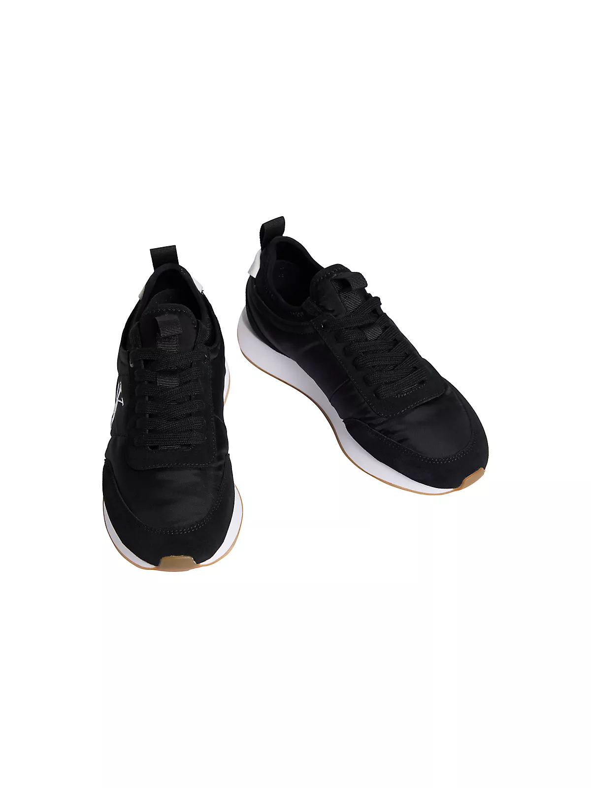 Calvin Klein Calvin Klein Kadın Logolu Süet Detaylı CK Desenli Bağlamalı Rahat Taban Siyah Sneaker YW0YW02060-0GM