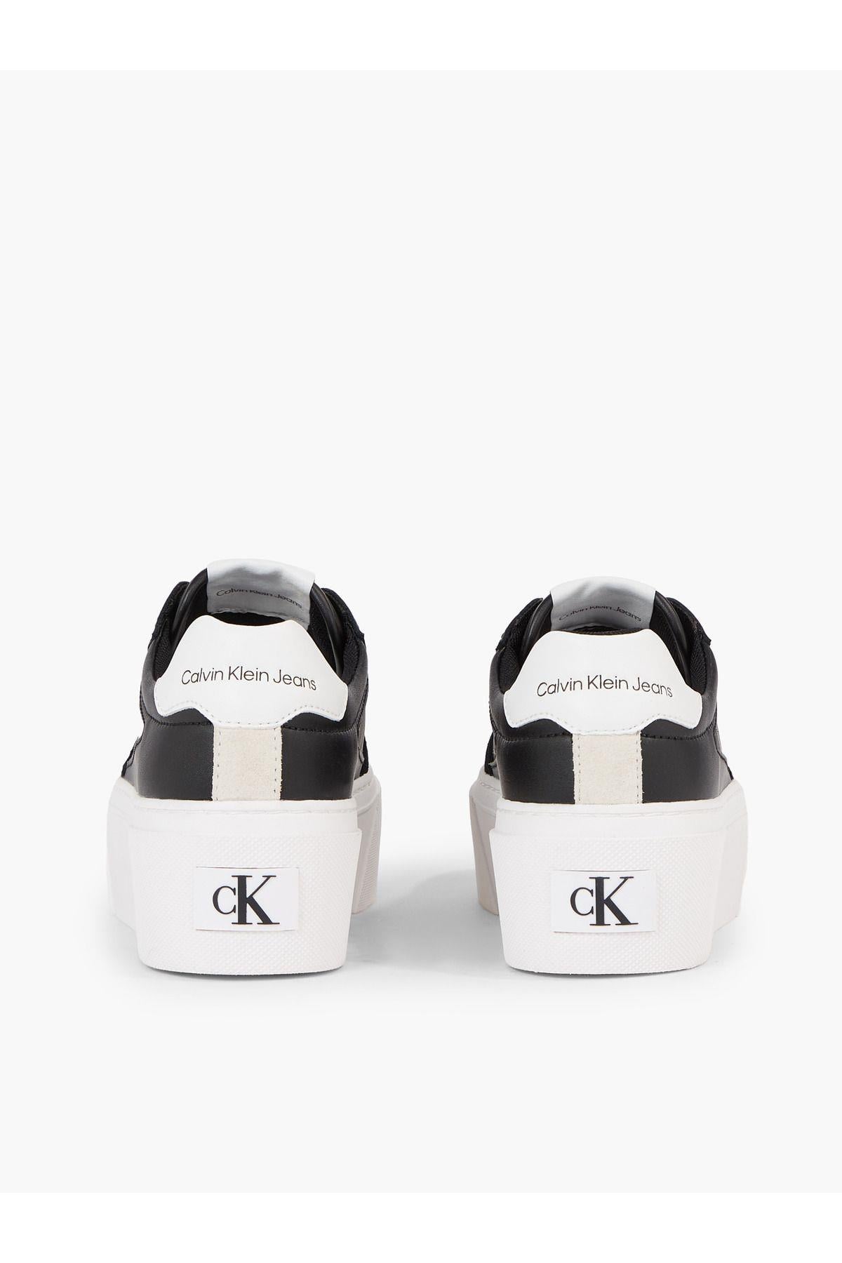 Calvin Klein Calvin Kleın Kadın Logolu Bağcıklı Günlük Kullanım Siyah-Beyaz Sneaker YW0YW01227-01D