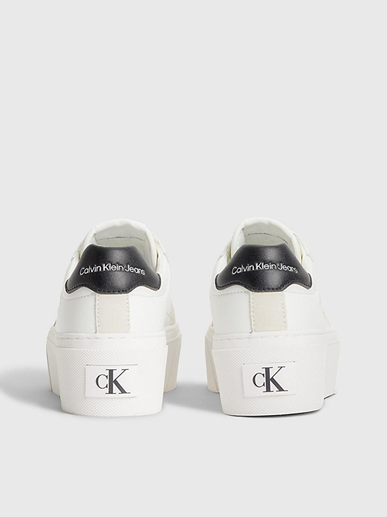 Calvin Klein Calvin Kleın Kadın Logolu Bağcıklı Günlük Kullanım Beyaz Sneaker YW0YW01227-YBR