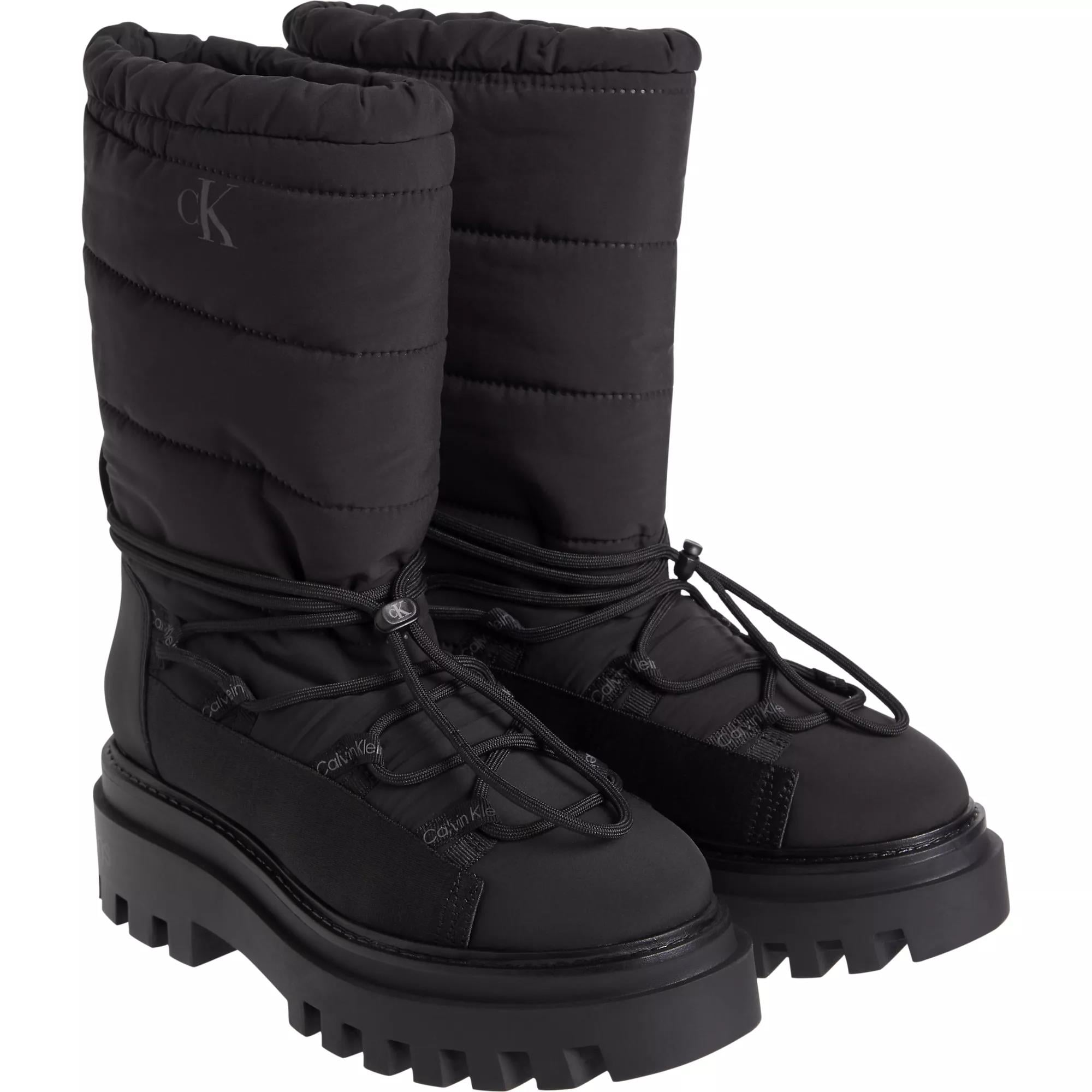 Calvin Klein Calvin Kleın Kadın Logolu Uzun Boy Bağcıklı Su Geçirmez Kışlık Siyah Bot & Bootie YW0YW01146-0GT