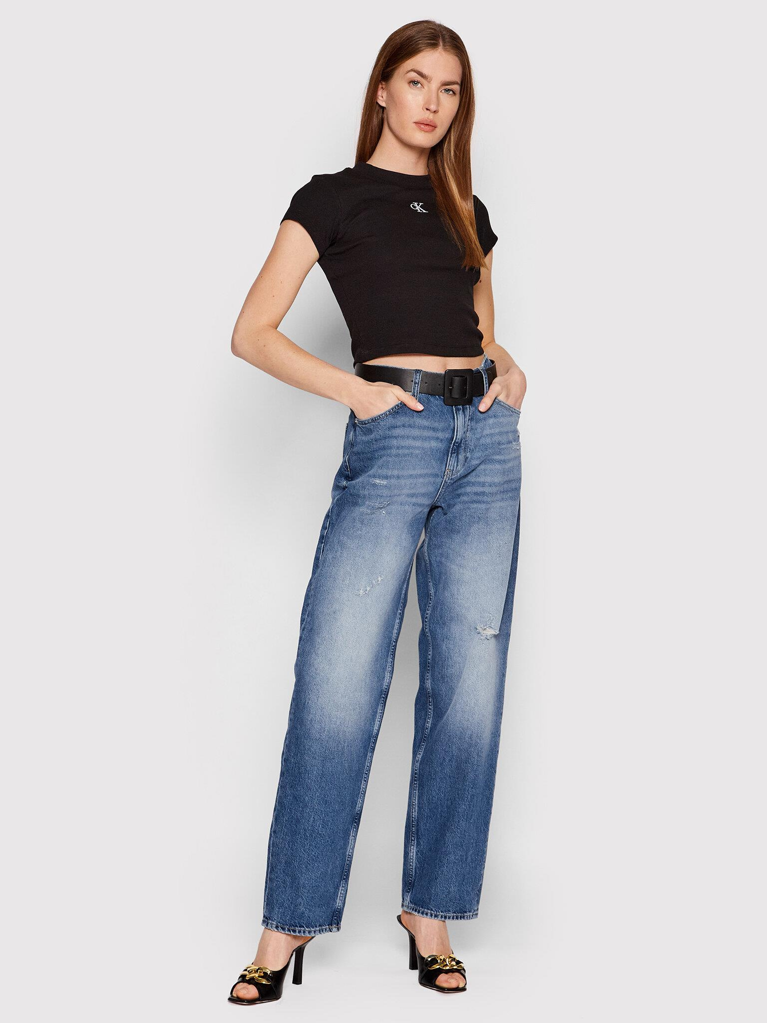 Calvin Klein Calvin Kleın Kadın Marka Logolu Kısa Kol Yuvarlak Yaka Siyah T-Shirt J20J218337-BEH