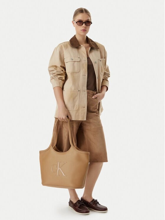 Calvin Klein Calvin Klein Kadın Marka Logolu Düz Deri Kısa Askılı Kahverengi1 Çanta LV04F3562G-RAJ