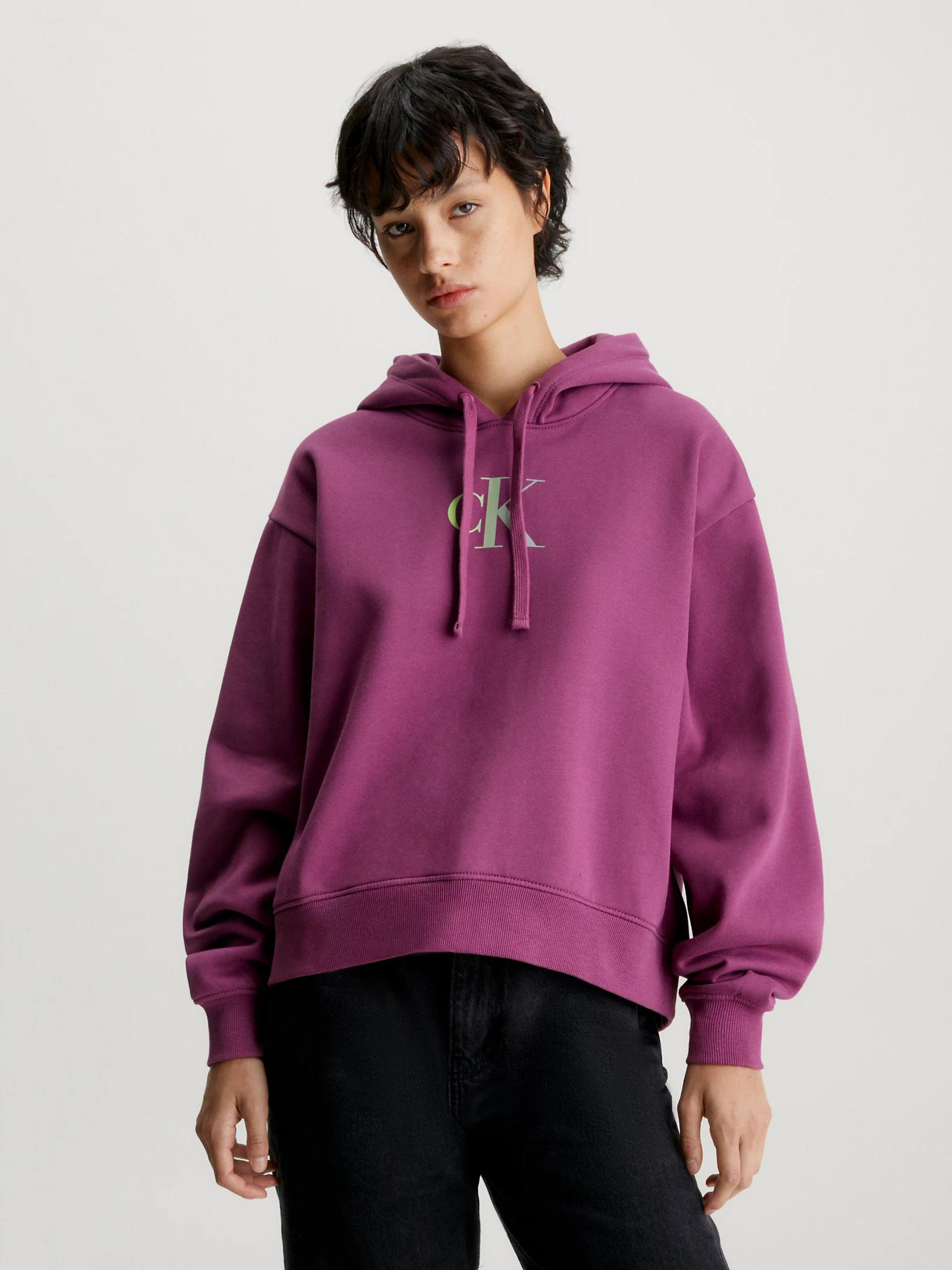 Calvin Klein Calvin Kleın Kadın Marka Logolu Uzun Kollu Rahat Mor Sweatshirt J20J222346-VAC