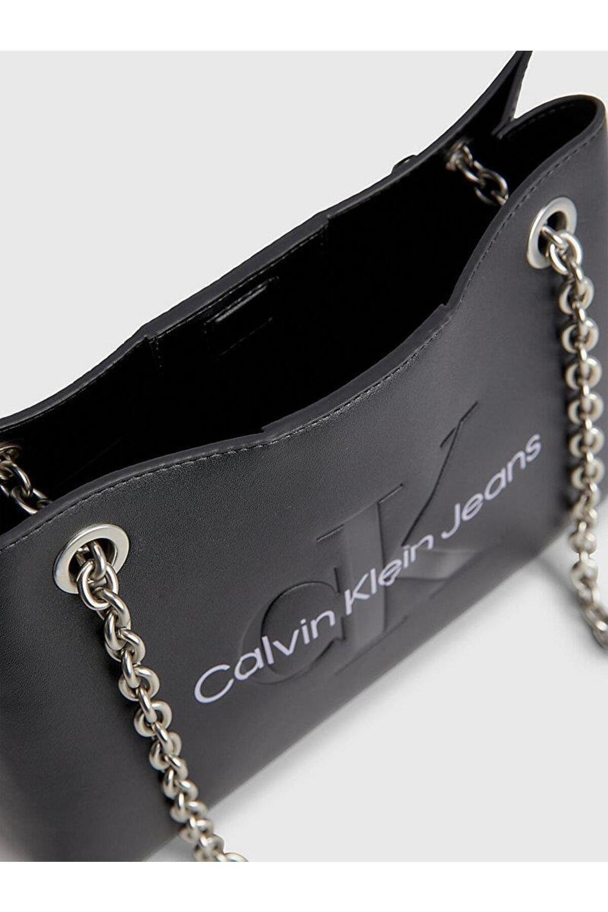 Calvin Klein Calvin Kleın Kadın Marka Logolu Zincirli Omuz Askılı Deri Siyah1 Omuz Çantası K60K607831-0GJ