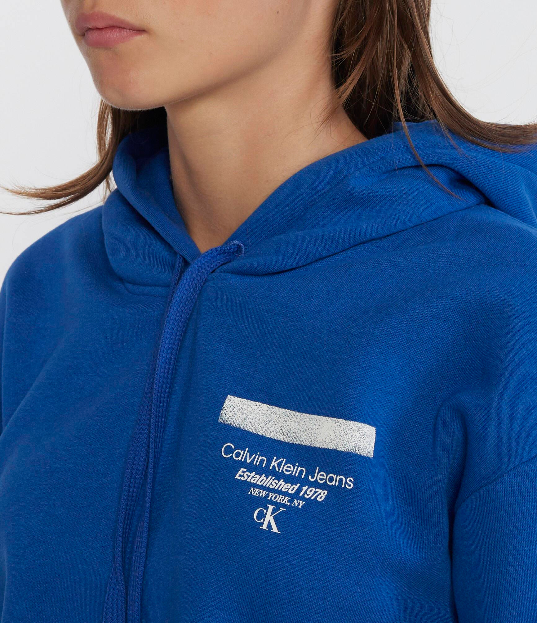 Calvin Klein Calvin Kleın Kadın Marka Logolu Uzun Kollu Rahat Mavi Sweatshirt J20J221945-C6X
