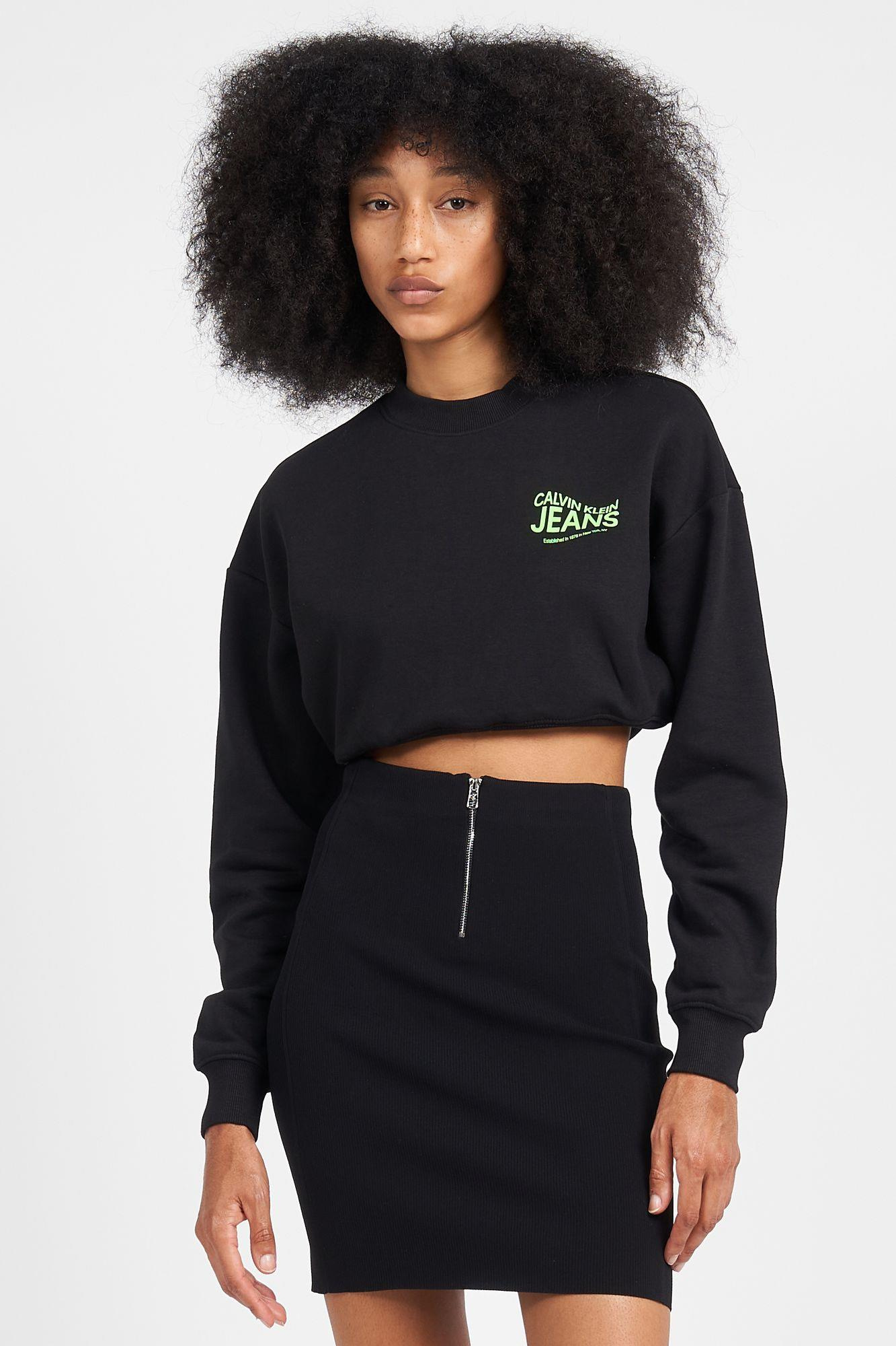 Calvin Klein Calvin Kleın Kadın Marka Logolu Uzun Kollu Rahat Siyah Sweatshirt J20J222227-BEH