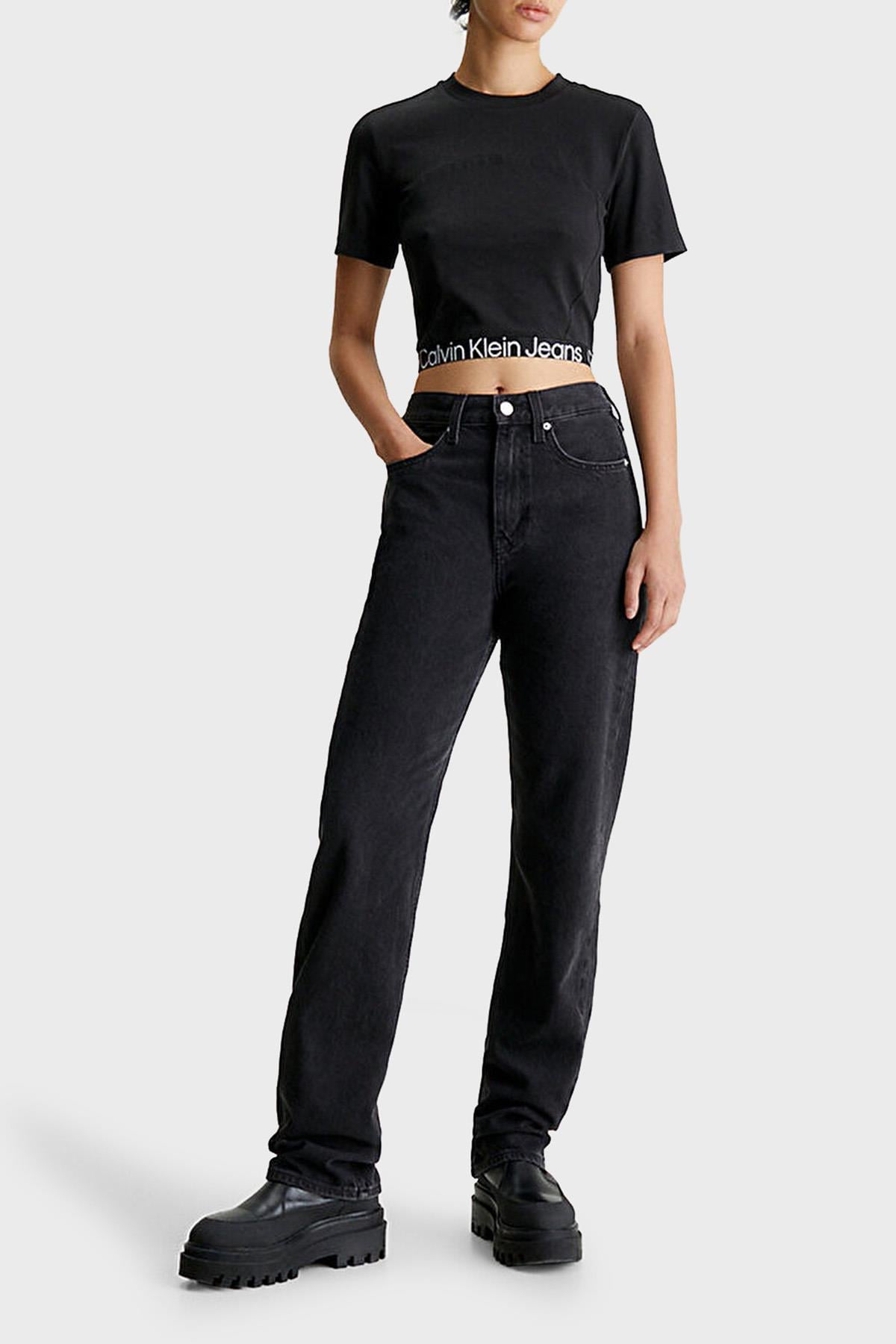 Calvin Klein Calvin Kleın Kadın Marka Logo Detaylı Kısa Kollu Yuvarlak Yakalı Siyah T-Shirt J20J222189-BEH