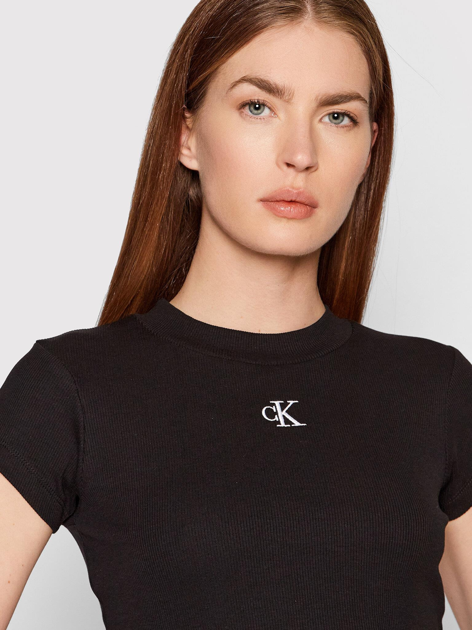 Calvin Klein Calvin Kleın Kadın Marka Logolu Kısa Kol Yuvarlak Yaka Siyah T-Shirt J20J218337-BEH