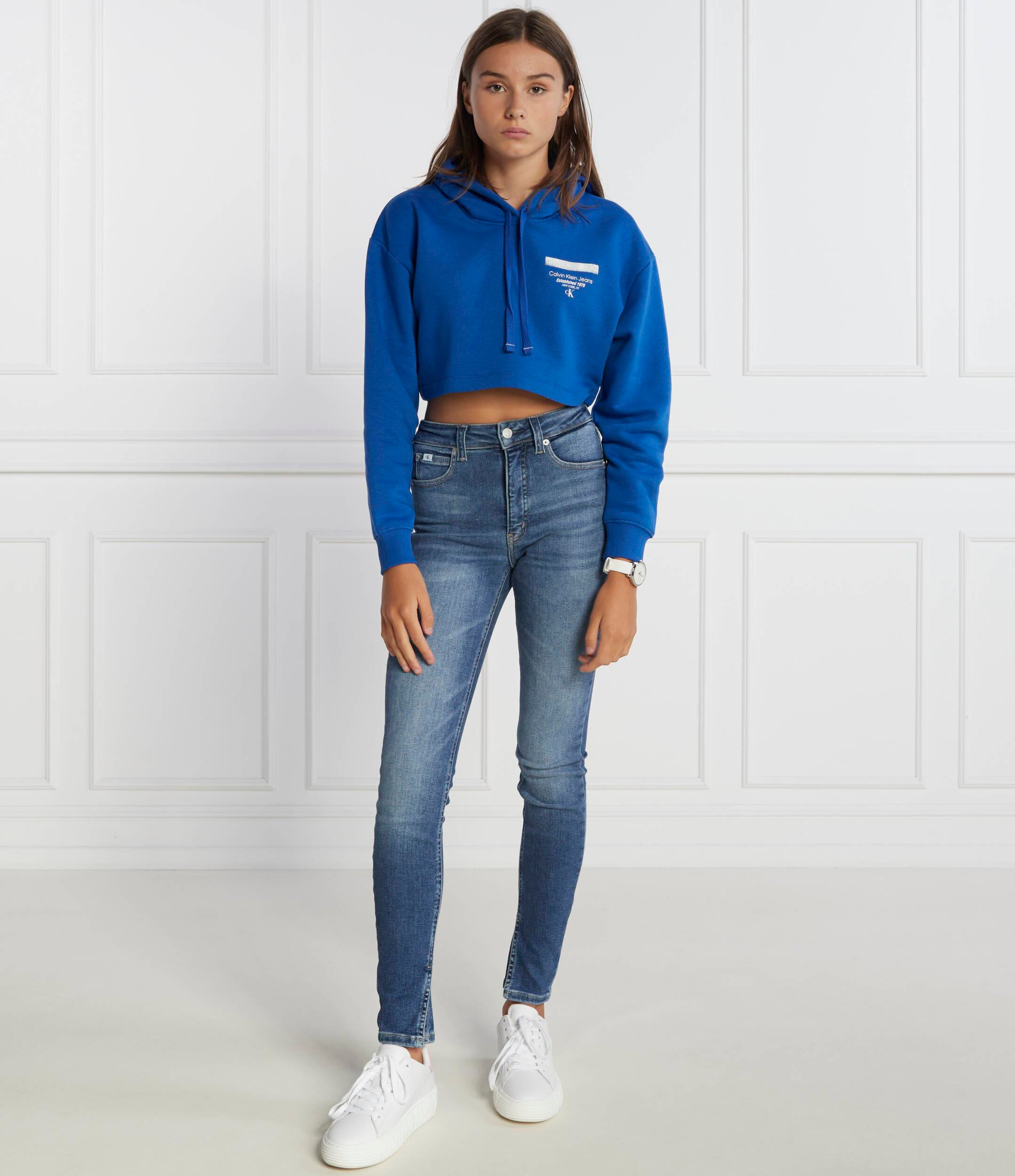 Calvin Klein Calvin Kleın Kadın Marka Logolu Uzun Kollu Rahat Mavi Sweatshirt J20J221945-C6X
