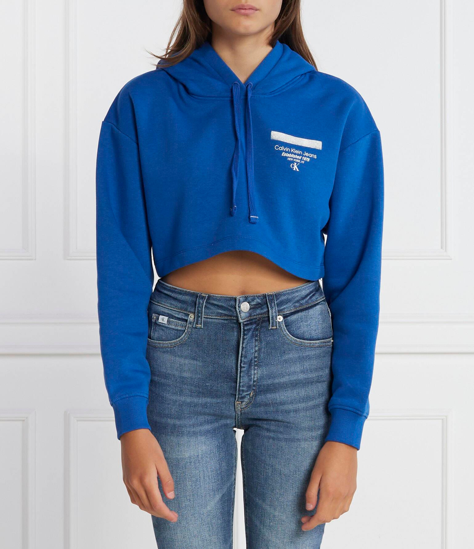 Calvin Klein Calvin Kleın Kadın Marka Logolu Uzun Kollu Rahat Mavi Sweatshirt J20J221945-C6X