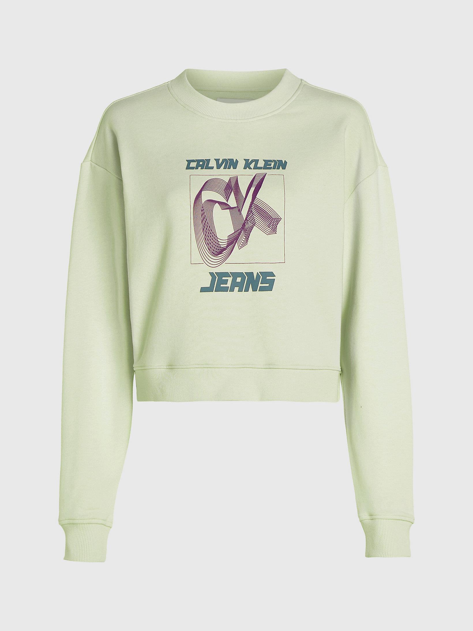 Calvin Klein Calvin Kleın Kadın Marka Logolu Uzun Kollu Rahat Su Yeşili Sweatshirt J20J222344-LCE