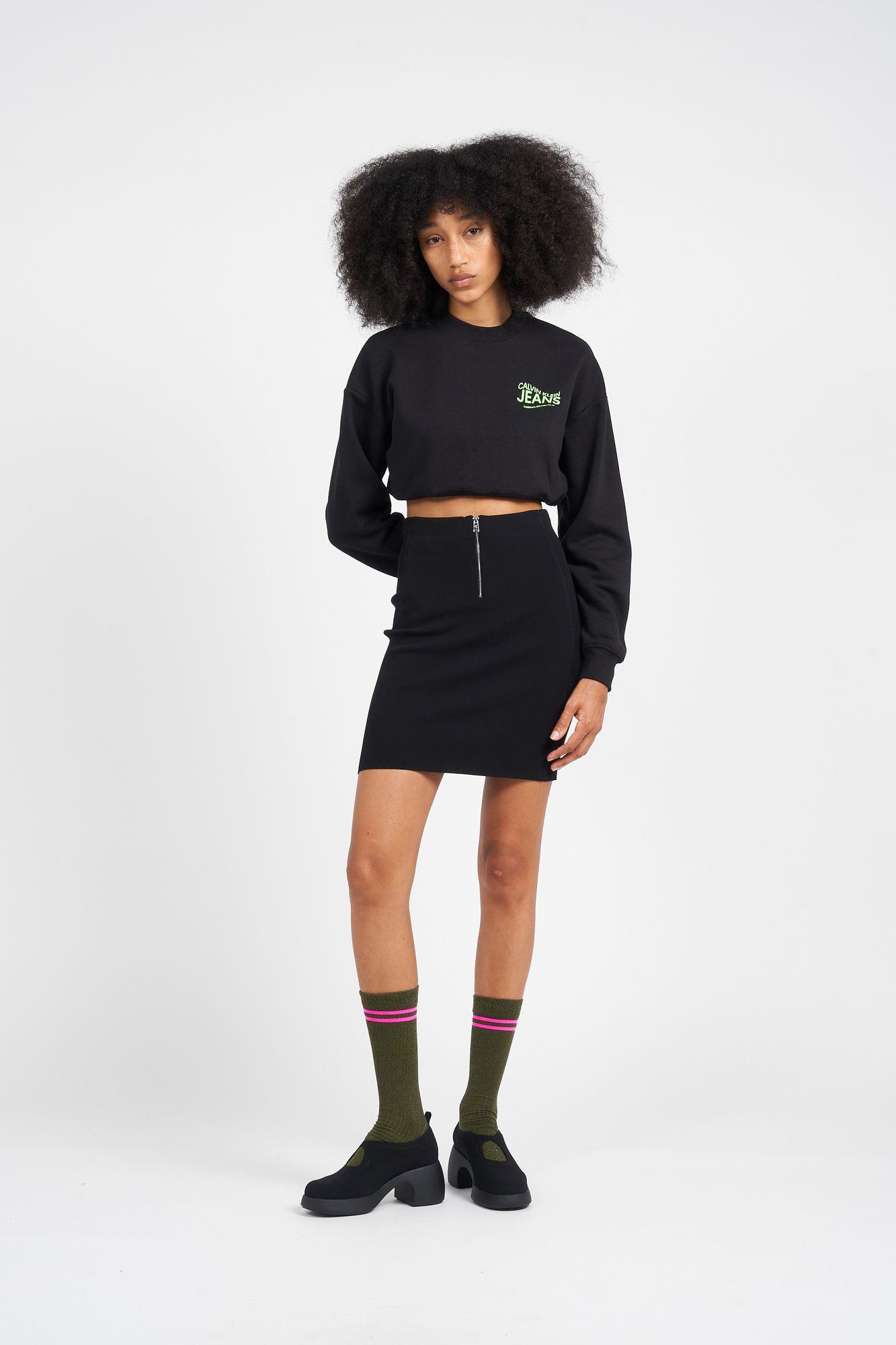 Calvin Klein Calvin Kleın Kadın Marka Logolu Uzun Kollu Rahat Siyah Sweatshirt J20J222227-BEH