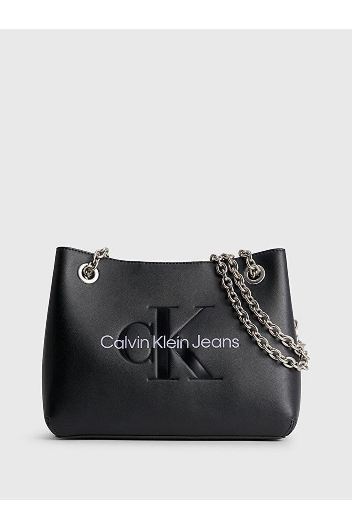 Calvin Klein Calvin Kleın Kadın Marka Logolu Zincirli Omuz Askılı Deri Siyah1 Omuz Çantası K60K607831-0GJ