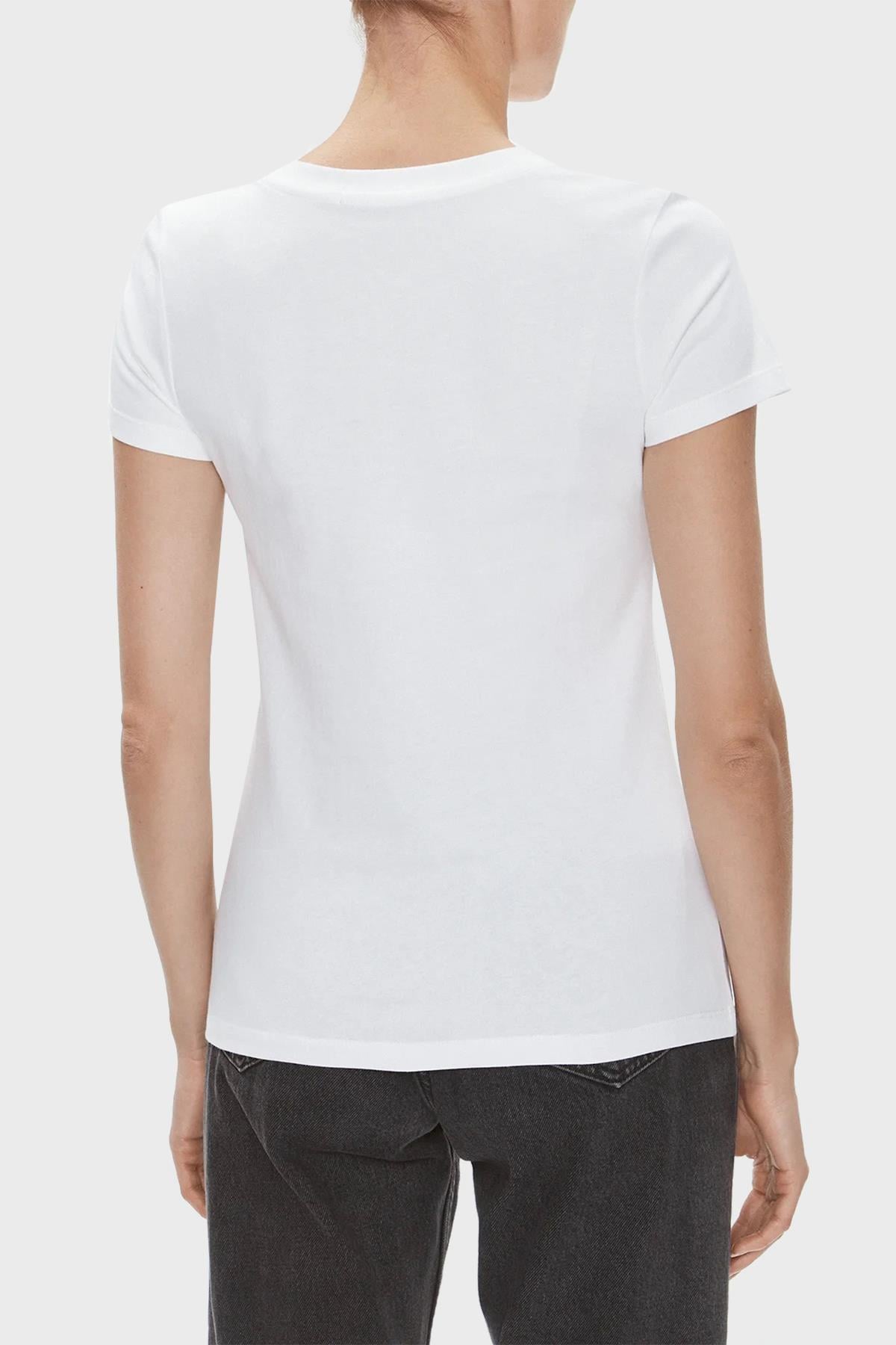 Calvin Klein Calvin Kleın Kadın Marka Logolu Pamuklu Günlük Kullanım Beyaz T-Shirt J20J222961-YAF