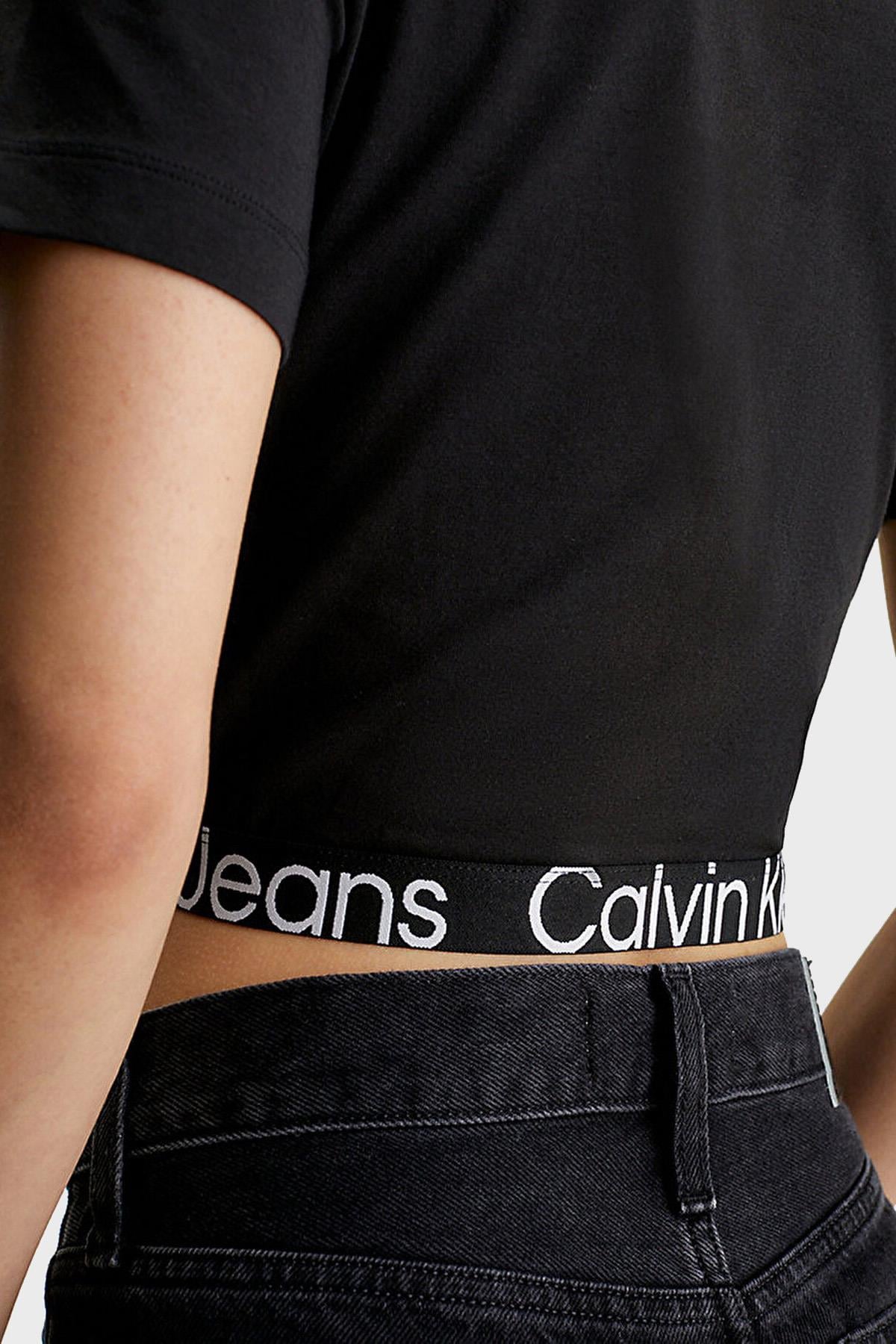 Calvin Klein Calvin Kleın Kadın Marka Logo Detaylı Kısa Kollu Yuvarlak Yakalı Siyah T-Shirt J20J222189-BEH